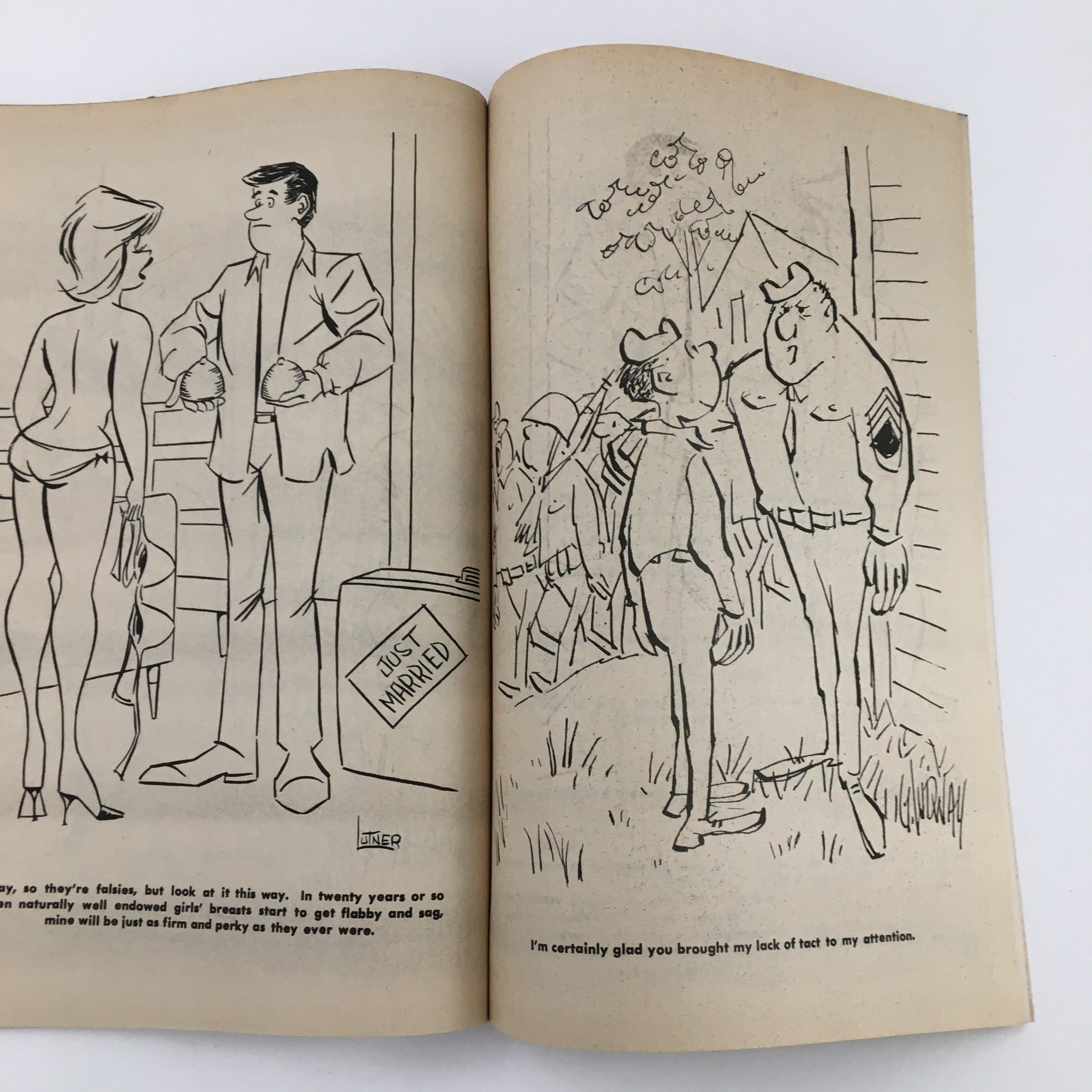 Inside page of Good Humor Cartoons July 1971 Vol. 7 No. 40 featuring a cartoon with a humorous take on a marriage scenario.
