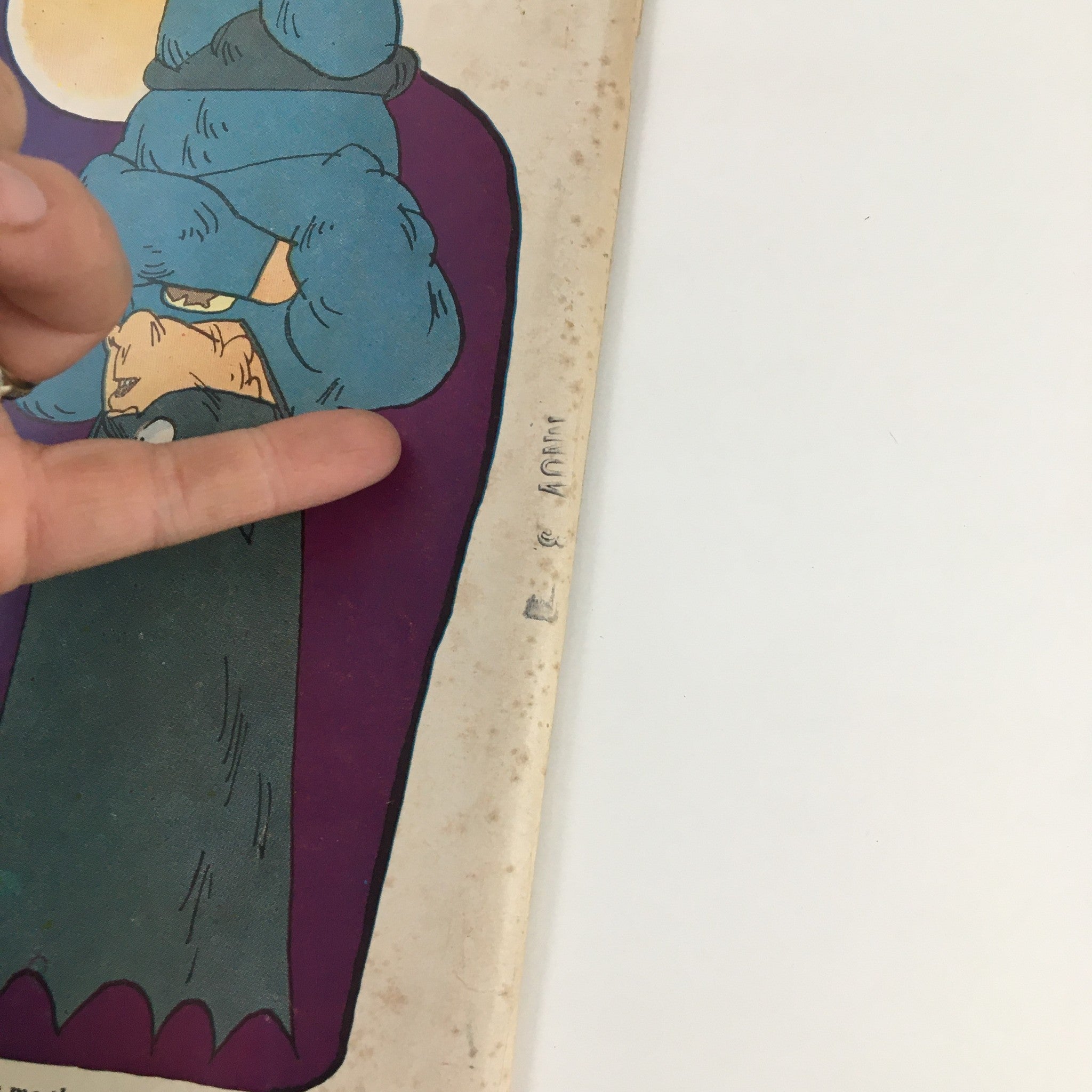 Close-up of a cartoon superhero character depicted in a humorous pose, holding a playful expression, related to 'Best Cartoon Series Winter 1966-1967 Vol. 4 No. 6 Escapade's Zaniest Humor'.