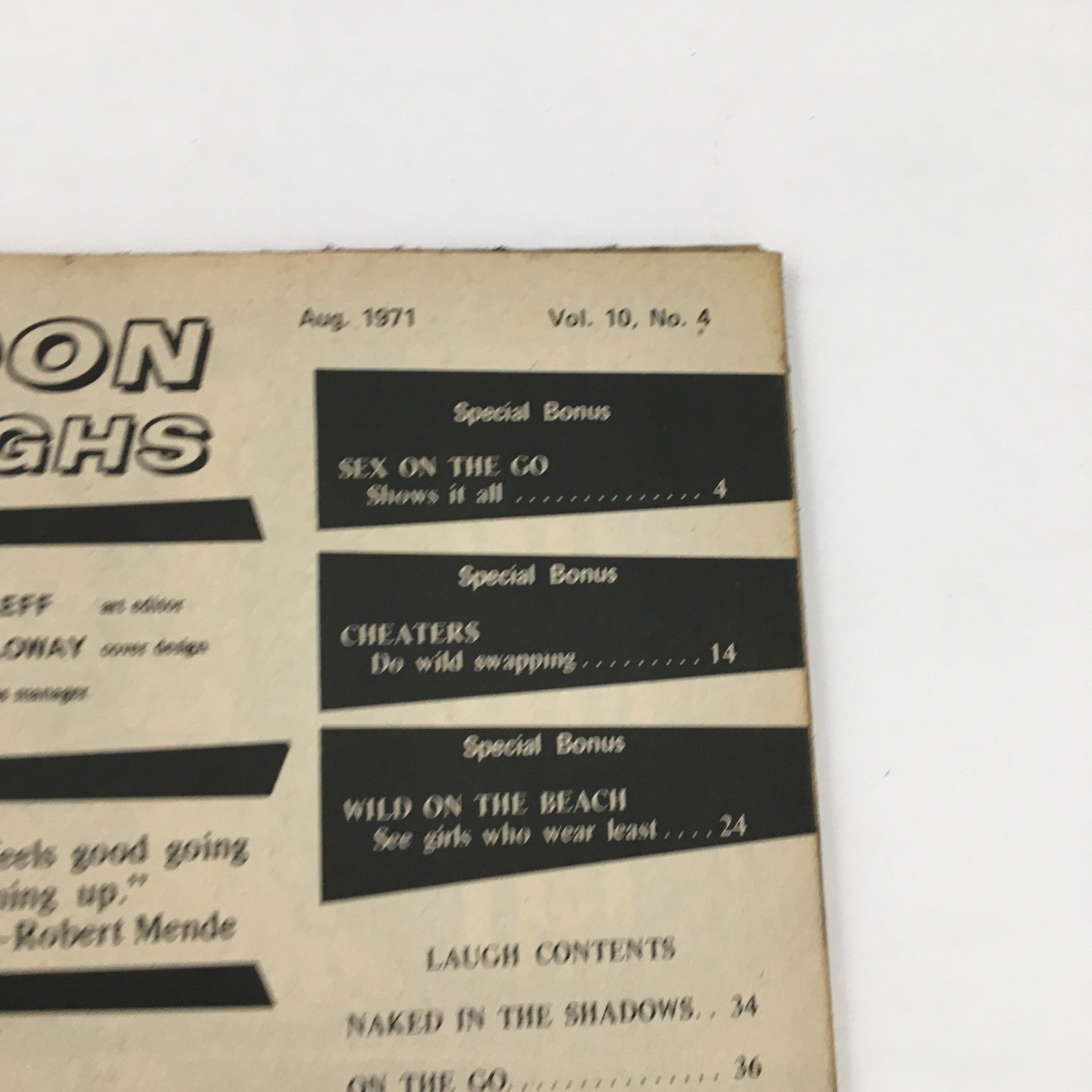 Cartoons & Laughs August 1971 Vol. 10 No. 4 Naked In The Shadows & Real Gone