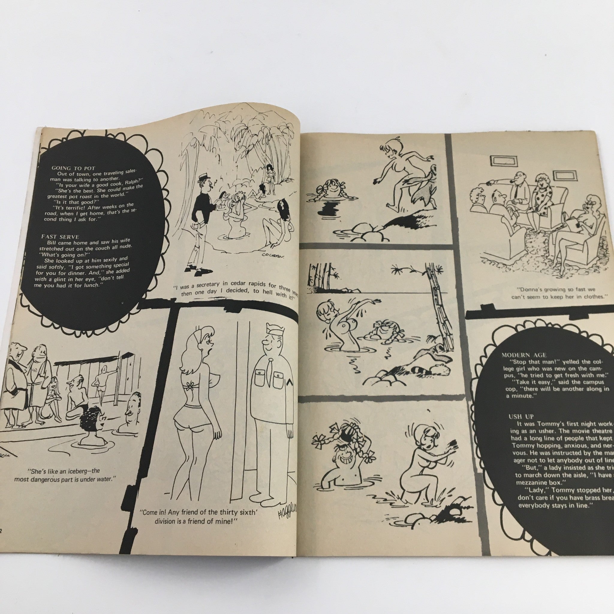 Cartoons & Laughs August 1971 Vol. 10 No. 4 Naked In The Shadows & Real Gone, depicting humorous comic panels with characters engaging in playful scenarios.