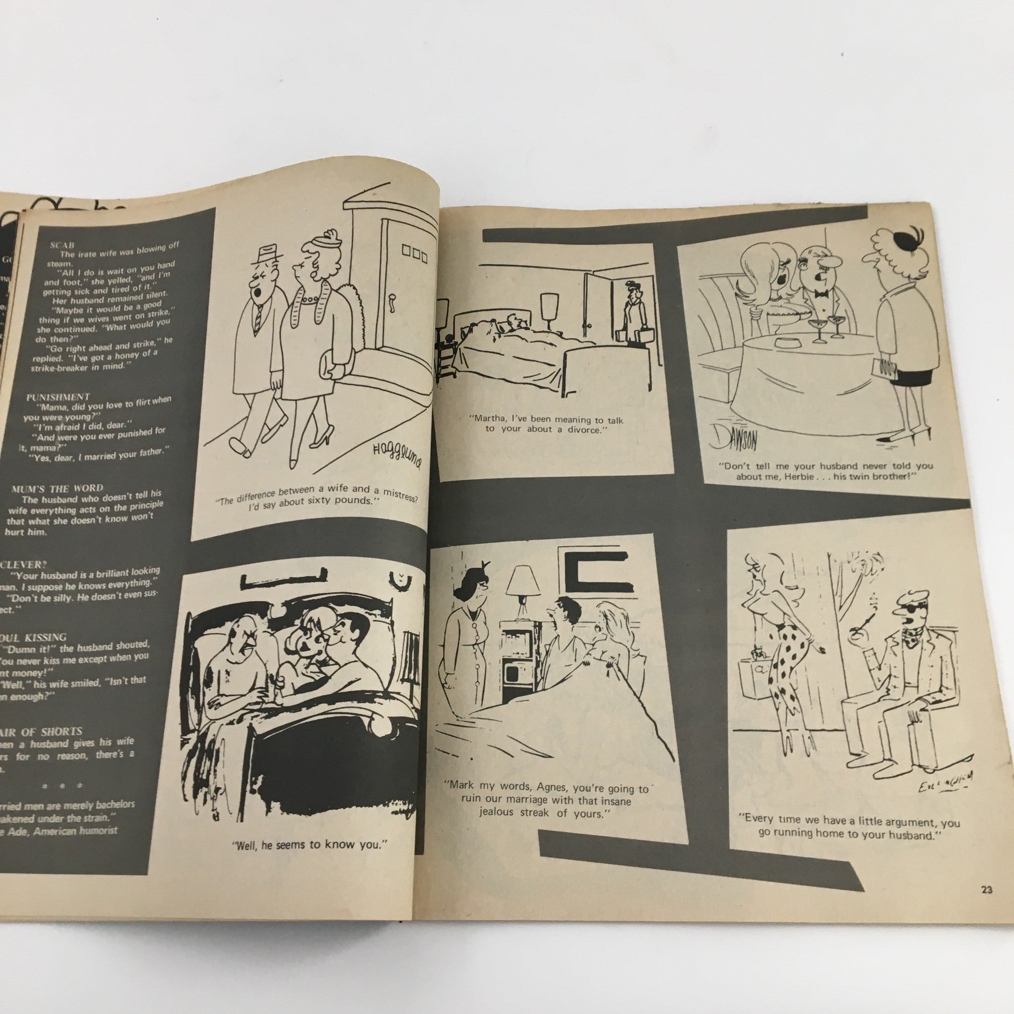 Cartoons & Laughs August 1971 Vol. 10 No. 4 Naked In The Shadows & Real Gone, showcasing comic illustrations with witty dialogues about relationships and humor.