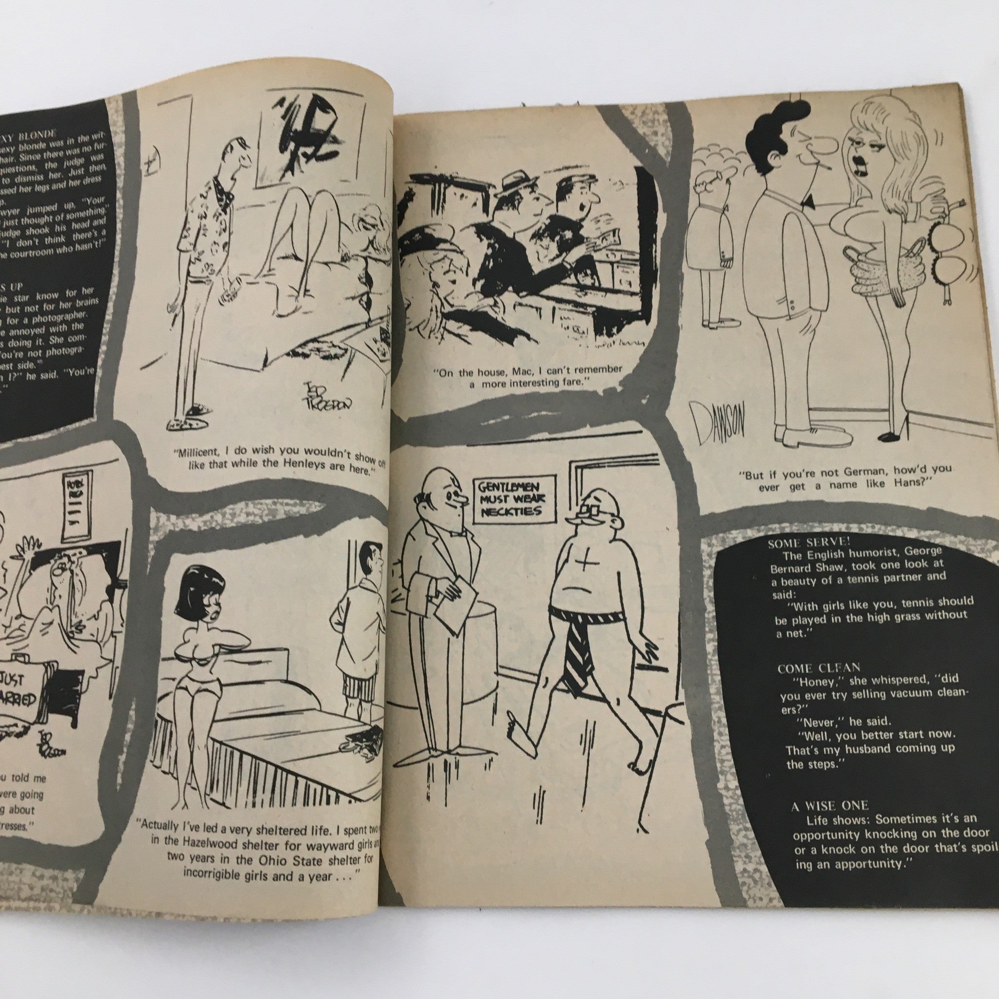 Interior page of 'Cartoon Capers' February 1971, Vol. 6 No. 1, featuring illustrations and humorous content reflective of 1970s culture.