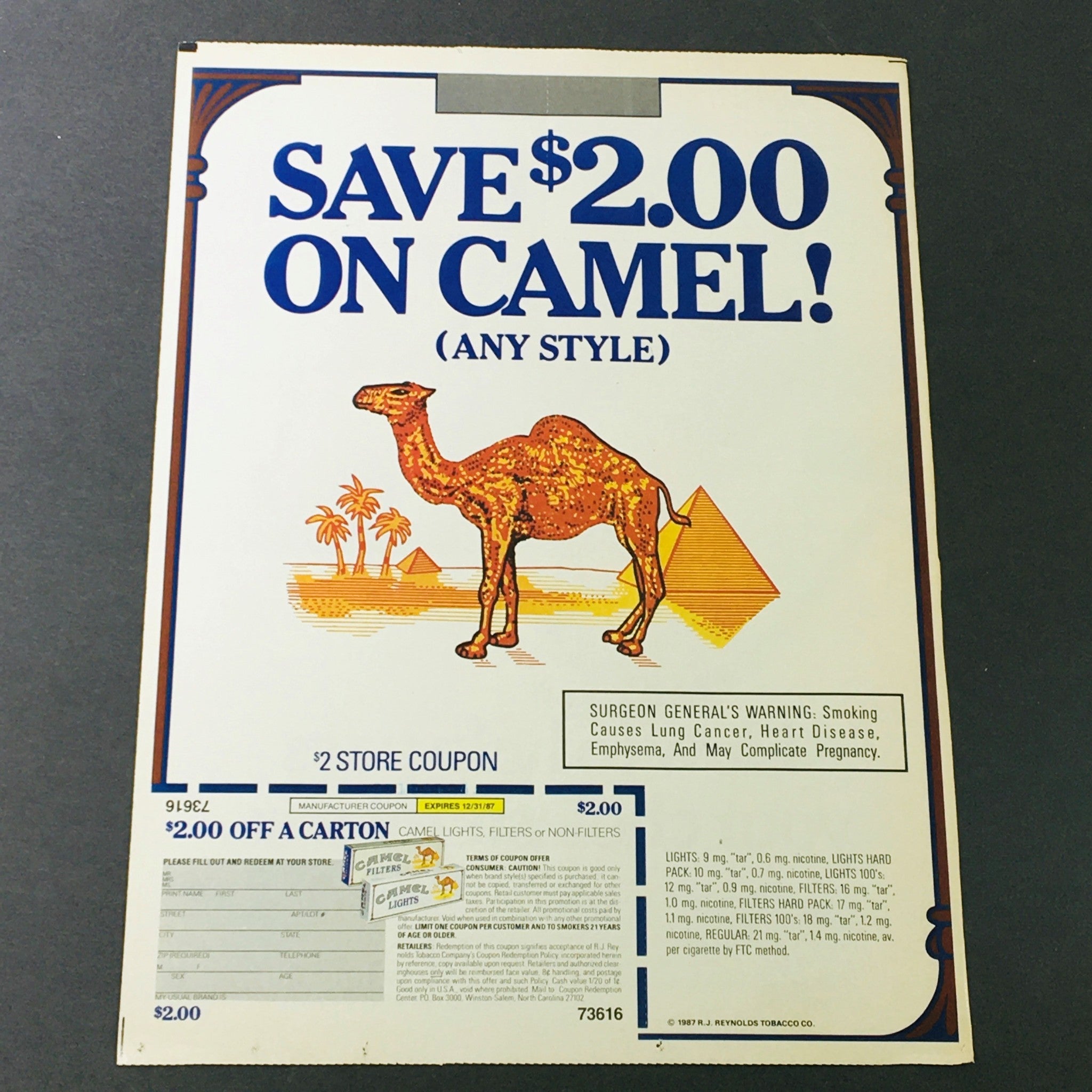 VTG Retro 1987 Reynolds Tobacco Co. Caramel & Fleischmann Margarine Ad Coupon