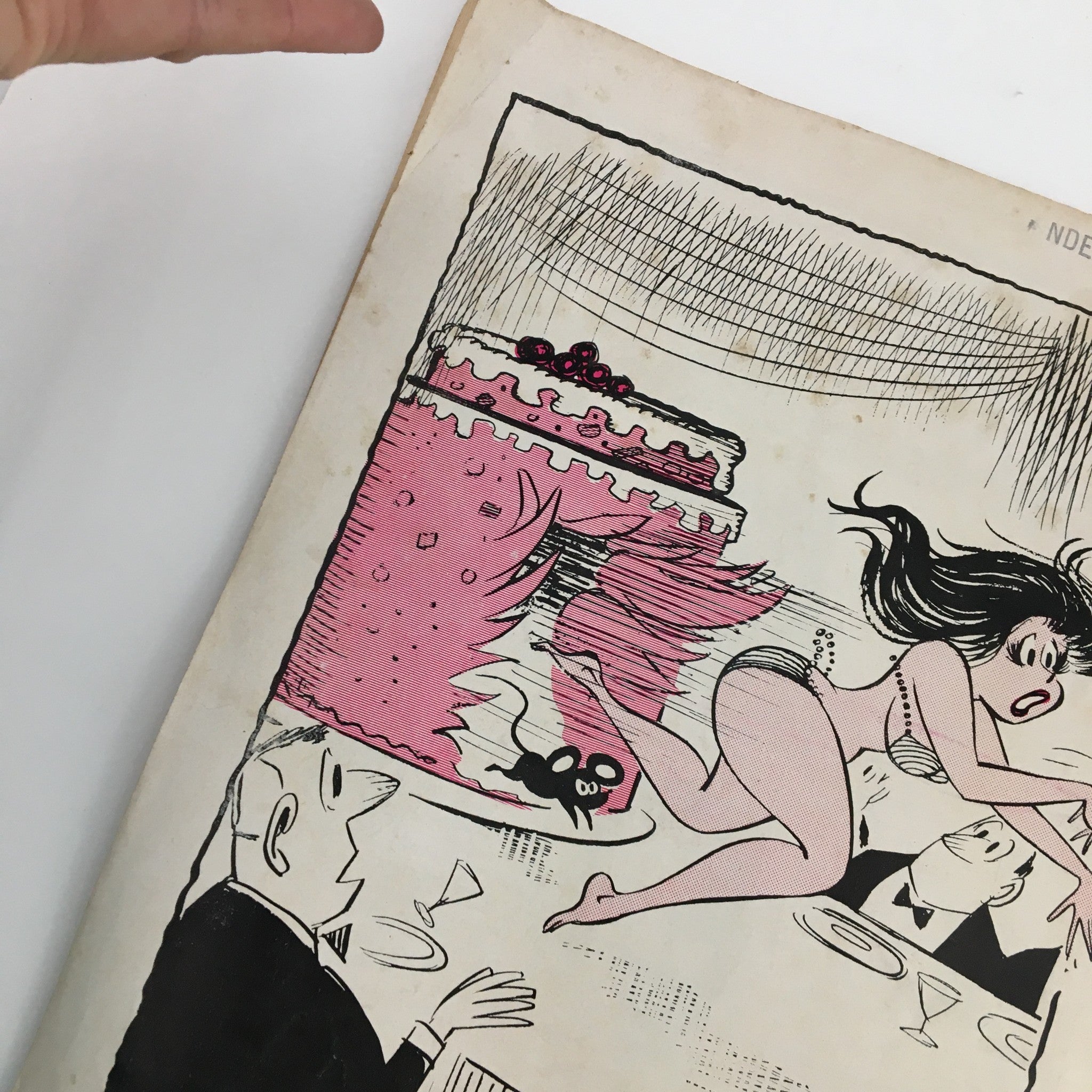 Detailed view of the cover of 'French Cartoons and Cuties February 1965 Vol. 1 No. 40 Cute But Eats Like Horse' emphasizing the playful design and artwork.