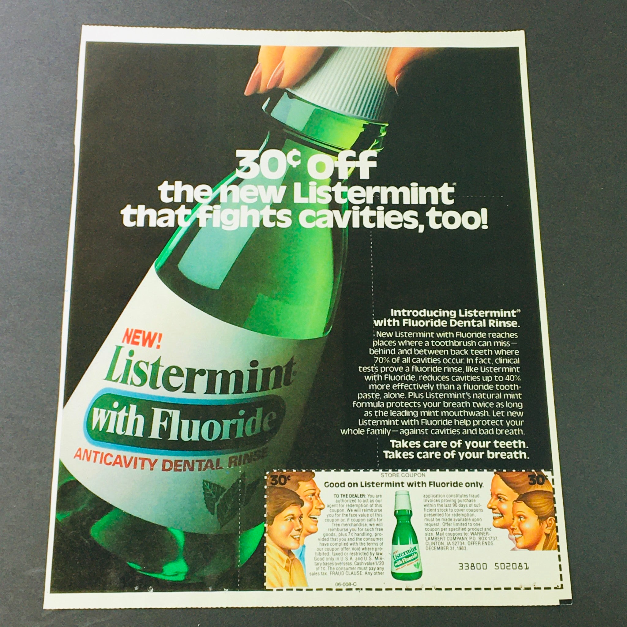 VTG Retro 1983 Listermint with Fluoride Dental Rinse & Lay's Chips Ad Coupon