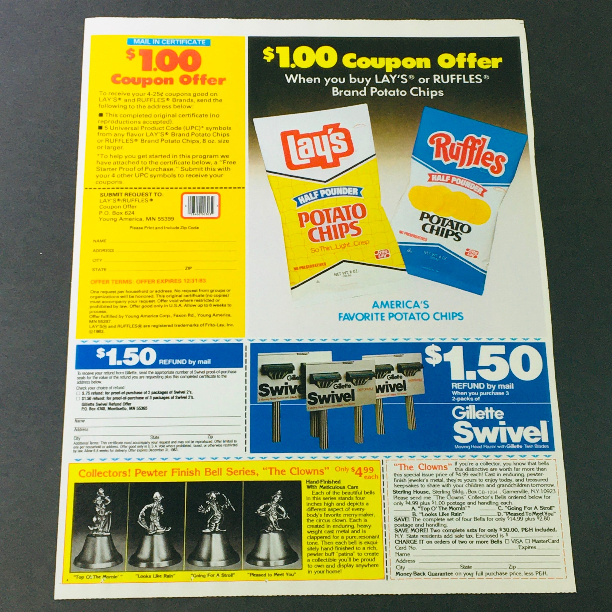 VTG Retro 1983 Listermint with Fluoride Dental Rinse & Lay's Chips Ad Coupon