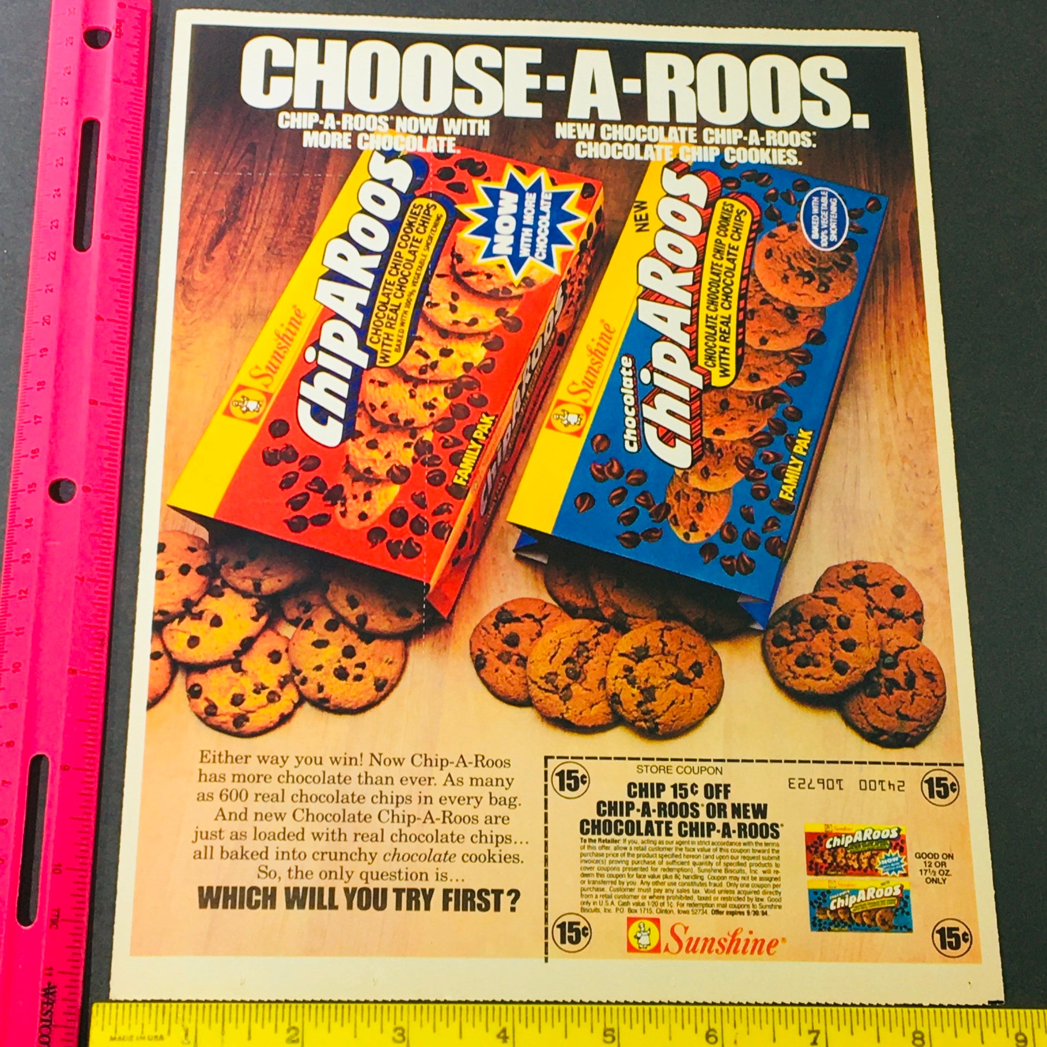 VTG Retro 1984 Sunshine Chocolate Chip-A-Roos & Kellogg's Cereals Ad Coupon