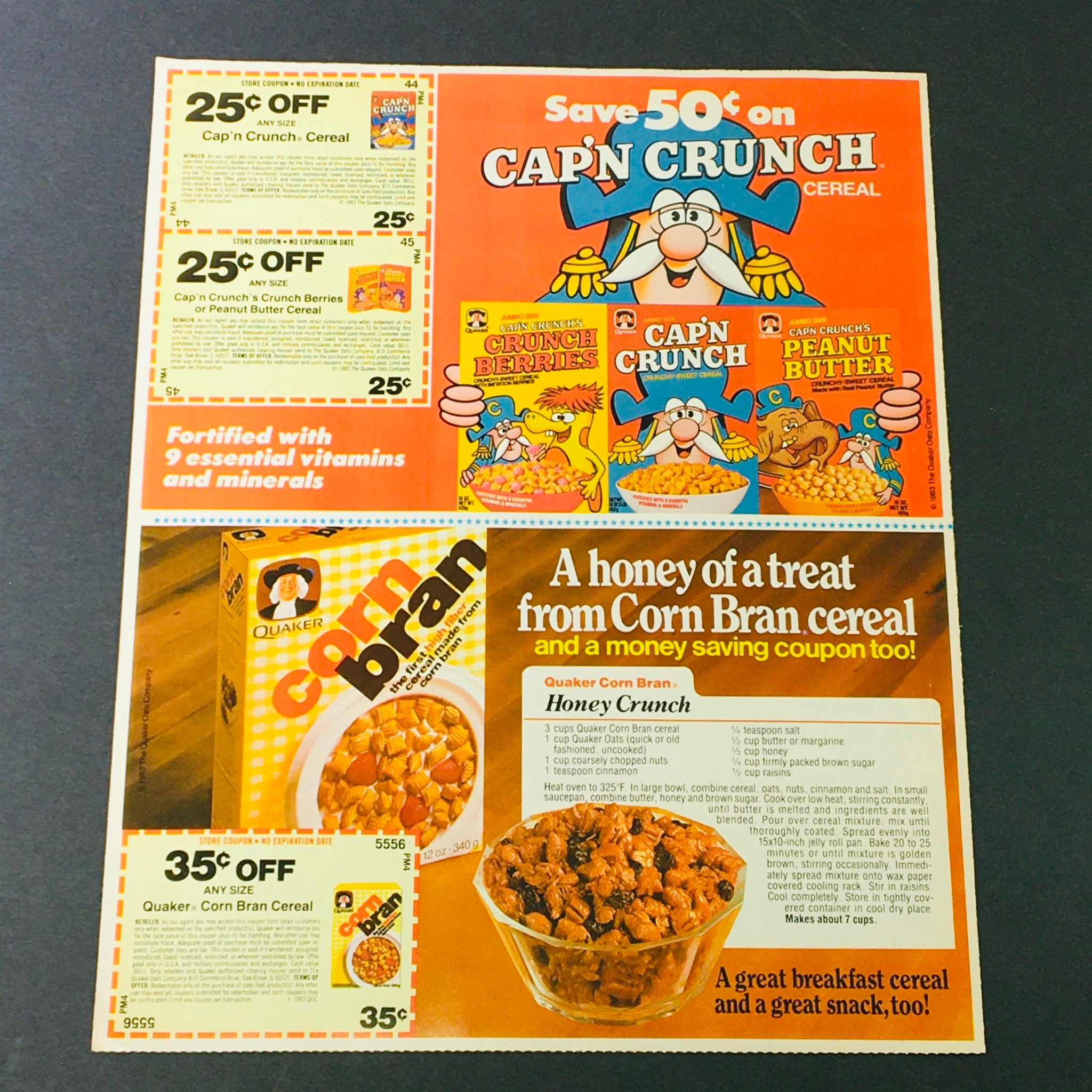 VTG Retro 1983 Instant Quaker Oatmeal Peaches & Cream Flavor Ad Coupon