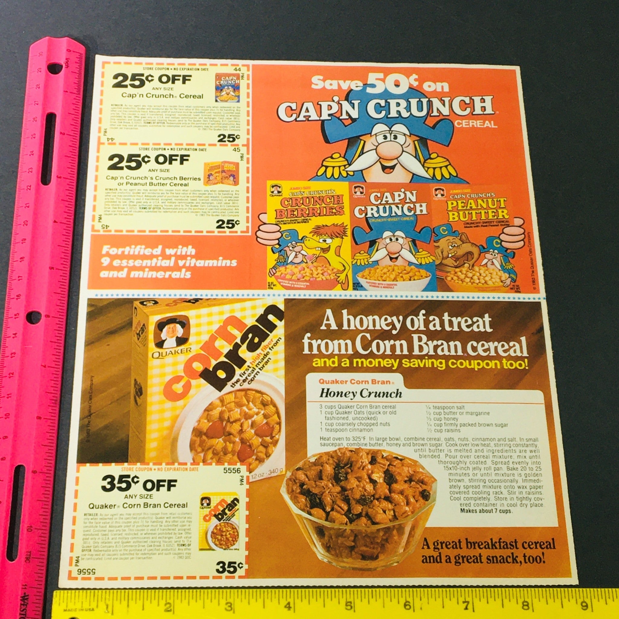 VTG Retro 1983 Instant Quaker Oatmeal Peaches & Cream Flavor Ad Coupon