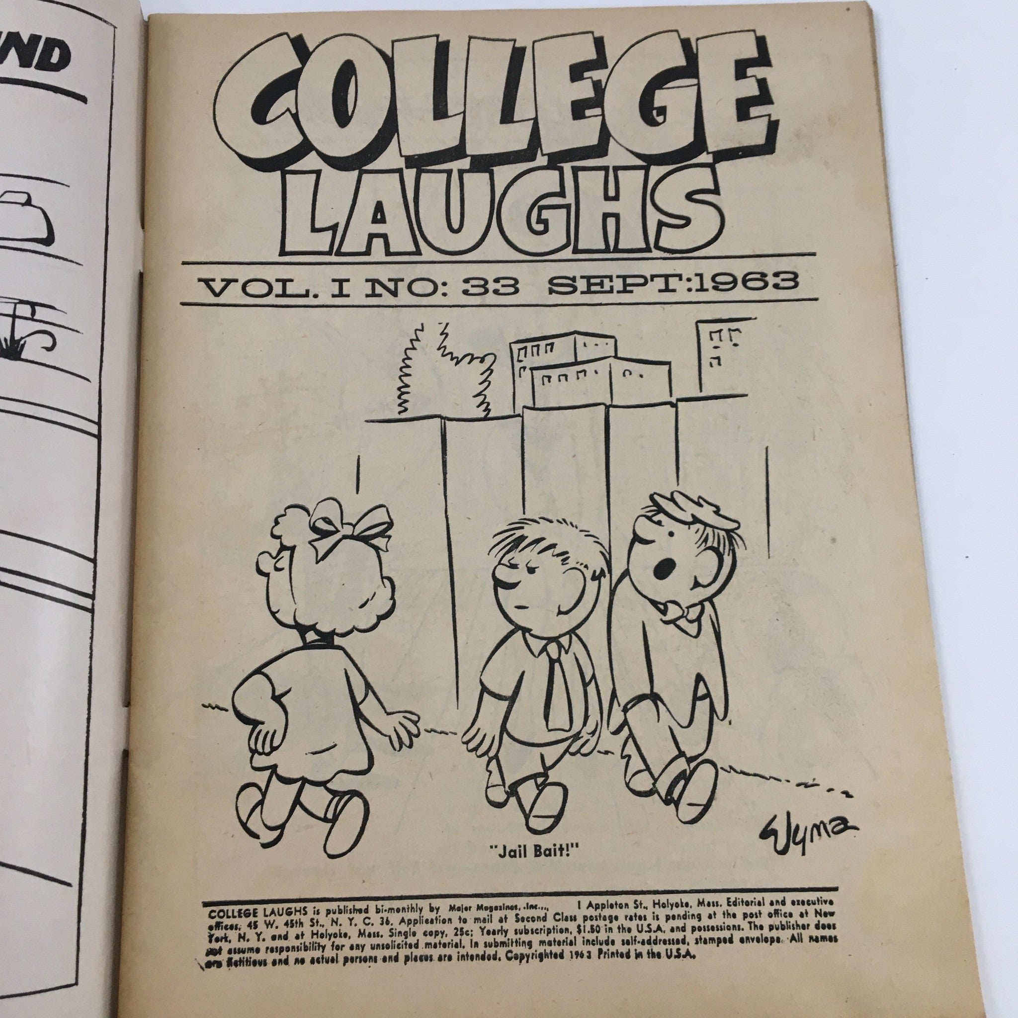 College Laughs September 1963 Vol. 1 No. 33 Sunnyside Nudist Colony No Label