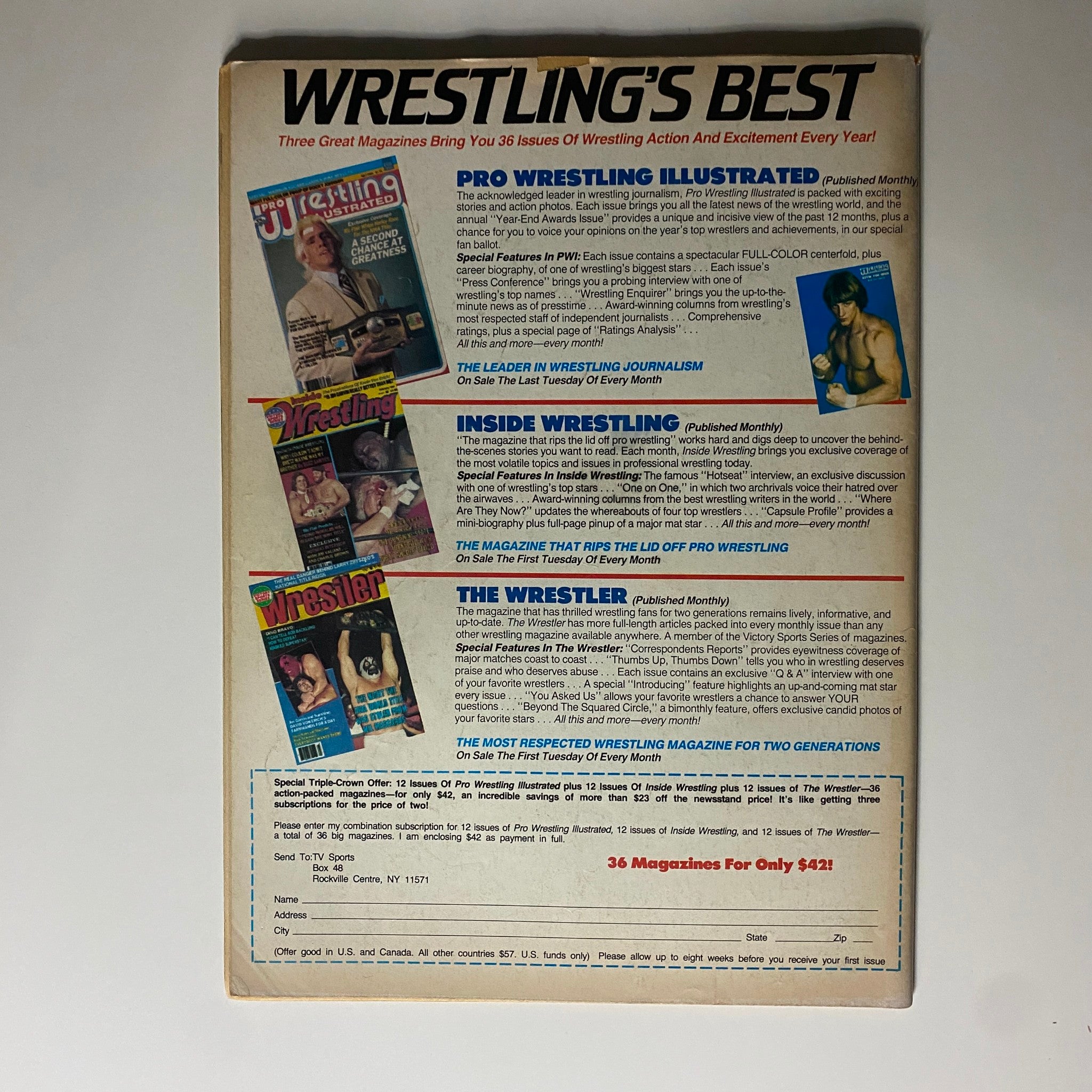 VTG Sports Review Wrestling Magazine November 1985 Fabulous Freebirds No Label