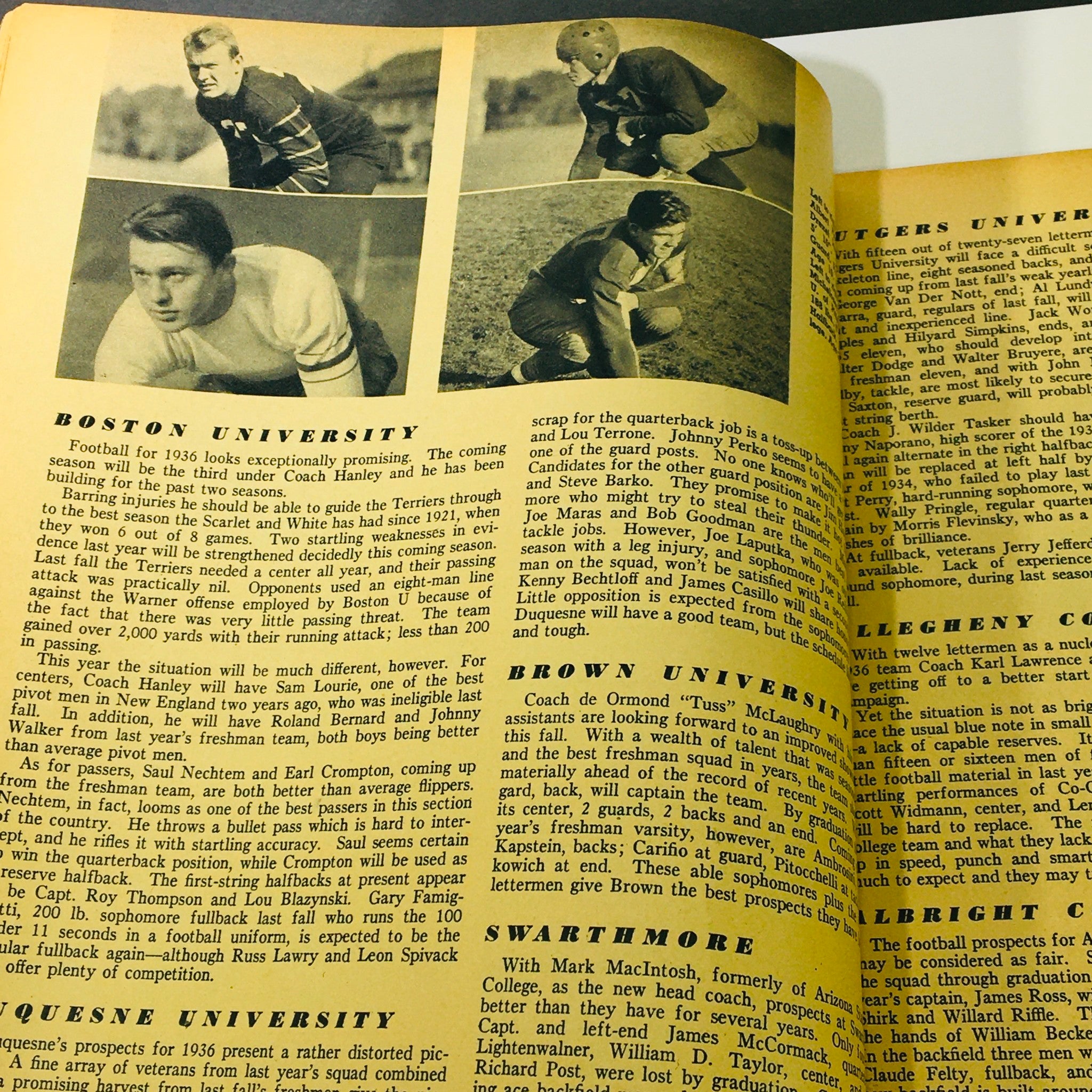 VTG The Intercollegiate Football Pictorial 1936 - Boston & Brown University