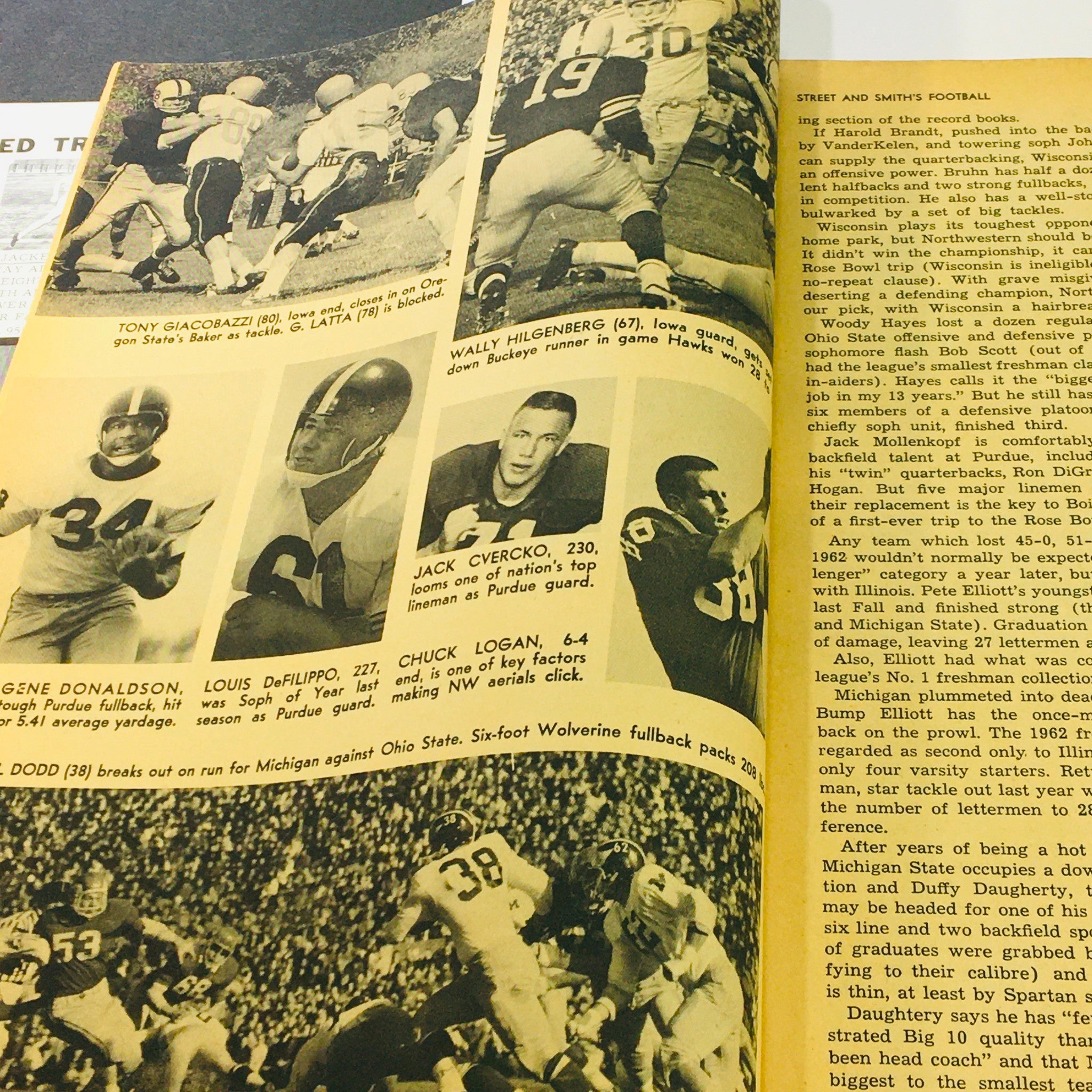 VTG Pro Football Yearbook 1963 - Tom Myers of Northwestern U. & Jack Cvercko