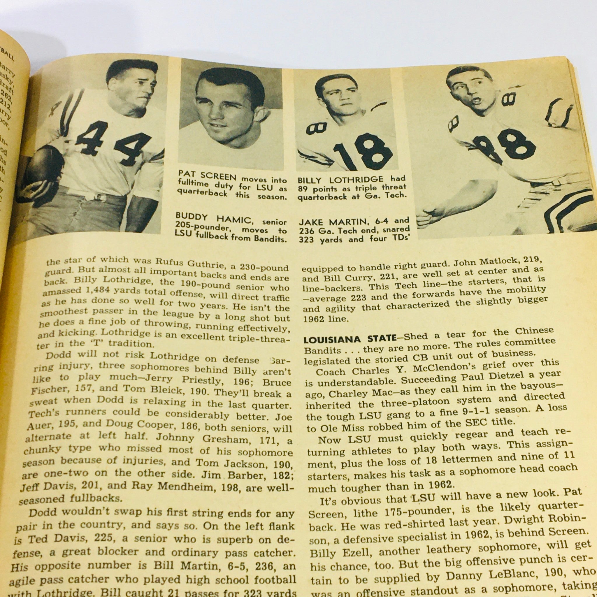 VTG Pro Football Yearbook 1963 - Tom Myers of Northwestern U. & Jack Cvercko