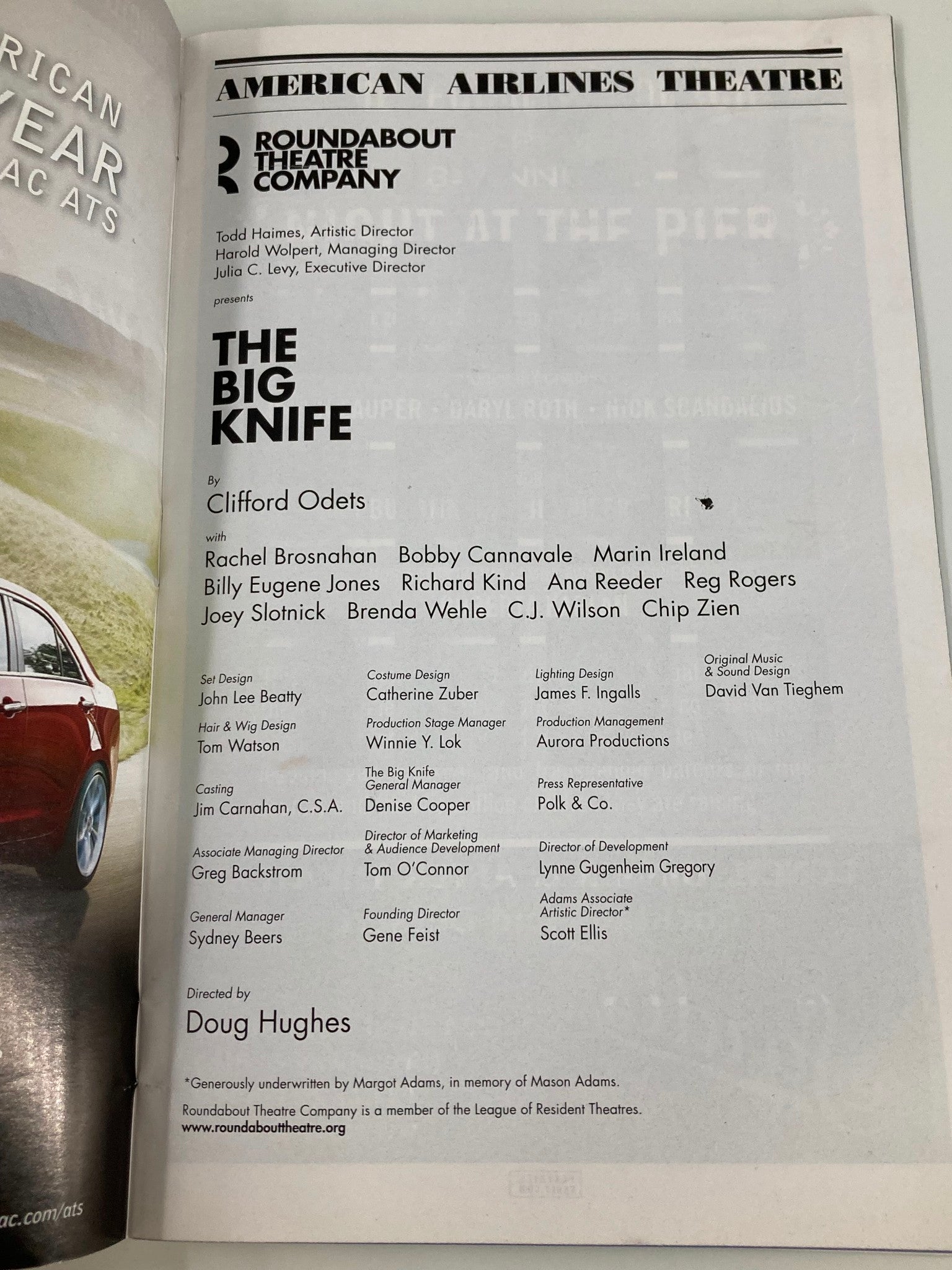 2013 Playbill American Airlines Theatre The Big Knife by Clifford Odets