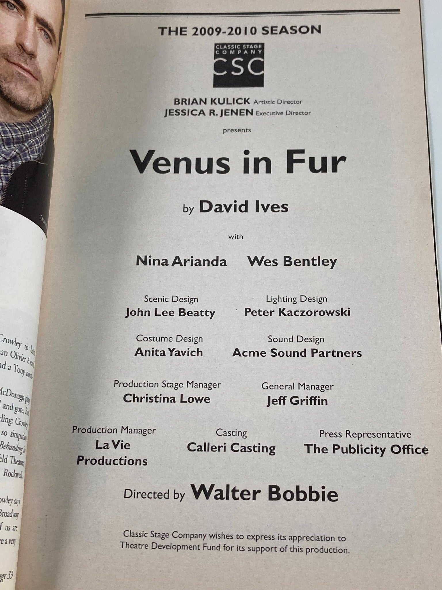 2010 Playbill Classic Stage Company Nina Arianda in Venus in Fur by David Ives