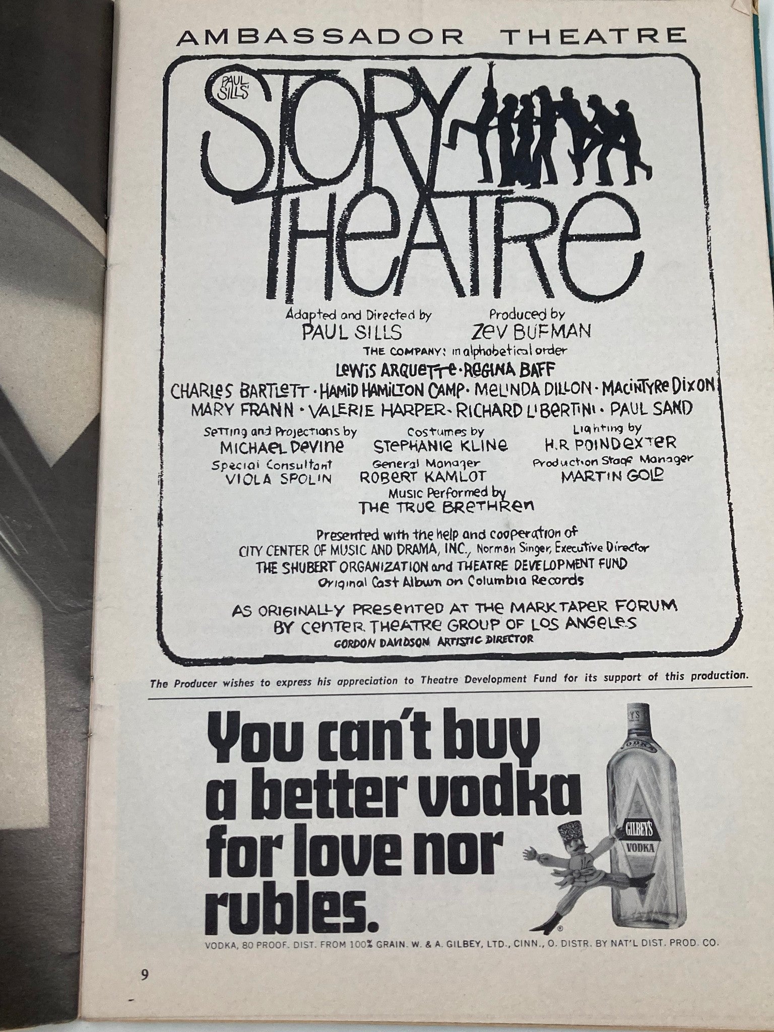 1971 Playbill Ambassador Theatre Lewis Arquette, Regina Baff in Story Theatre