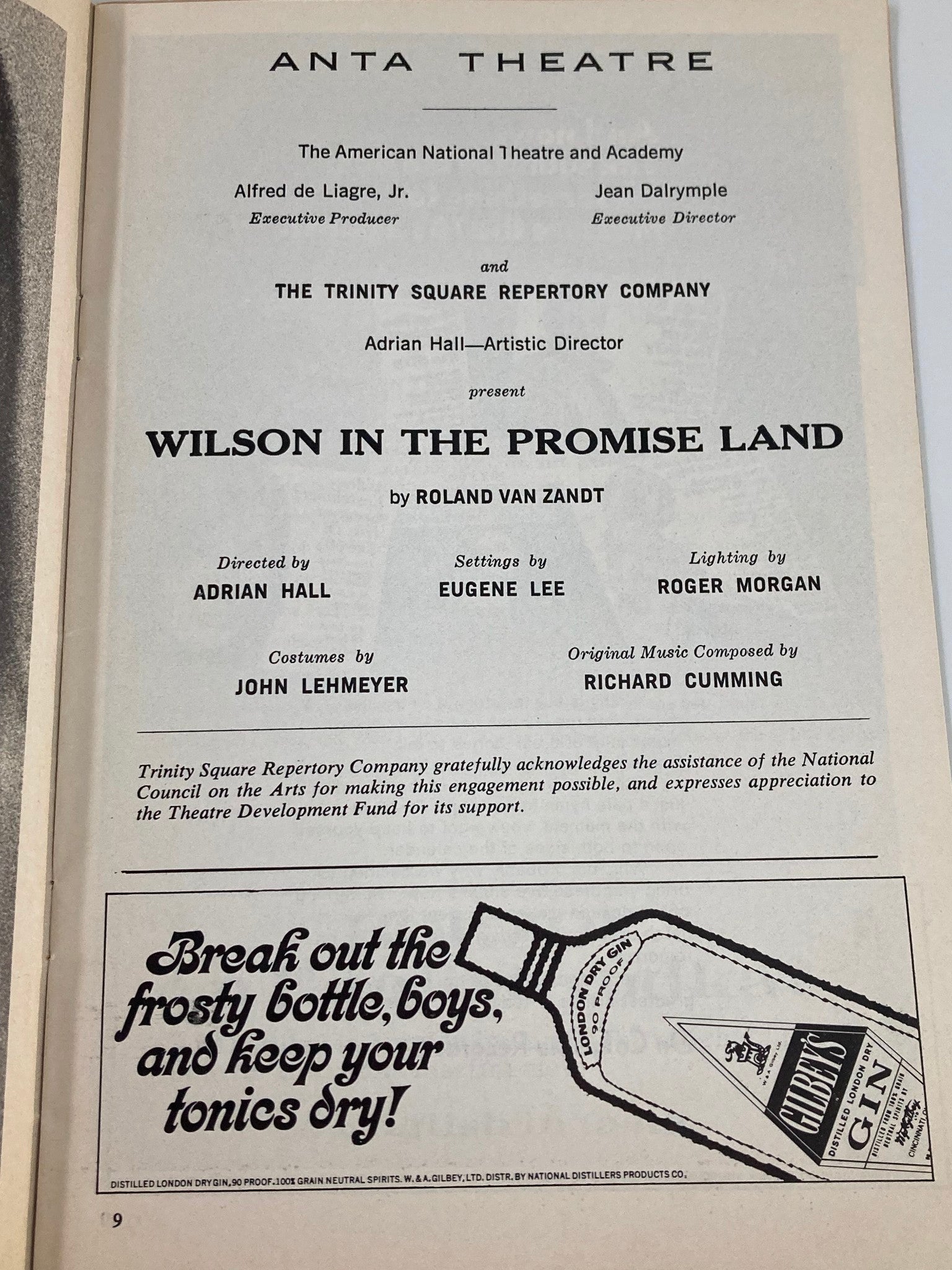 1970 Playbill Anta Theatre Wilson in The Promise Land by Roland Van Zandt