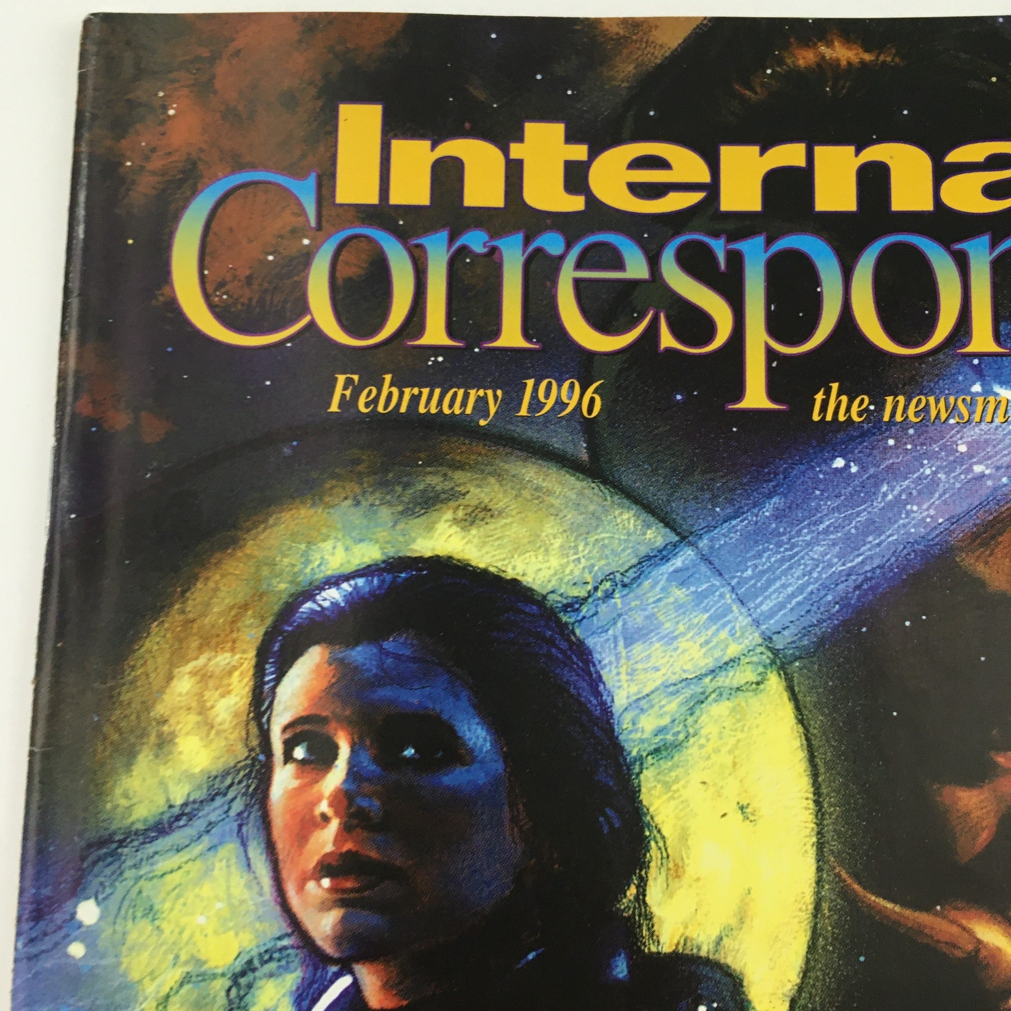 Internal Correspondence February 1996 Star Wars V Illustration by Hugh Fleming featuring a dramatic artistic rendering of iconic characters from the Star Wars franchise.