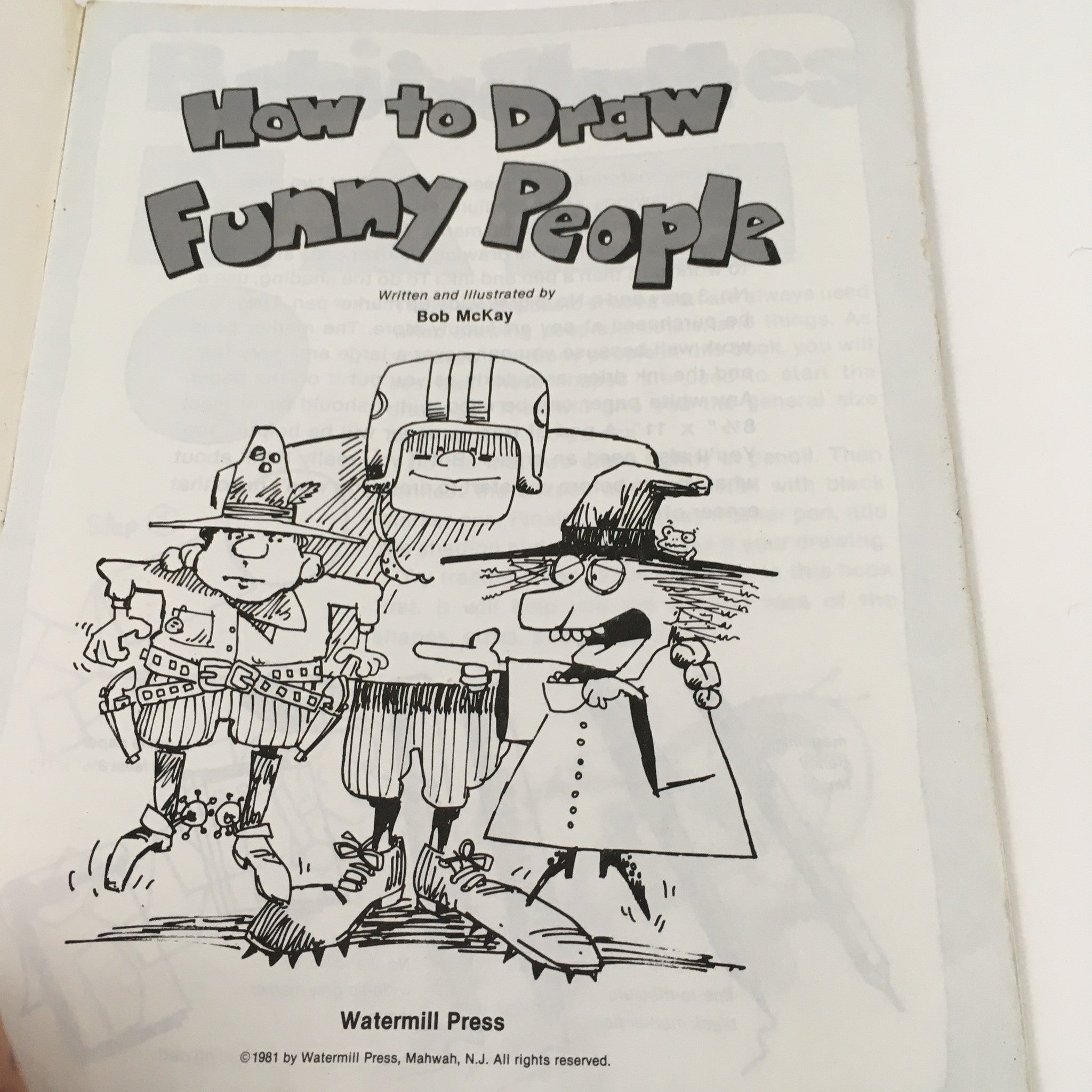 1981 How To Draw Funny People "Watermill Press" Written by Bob McKay