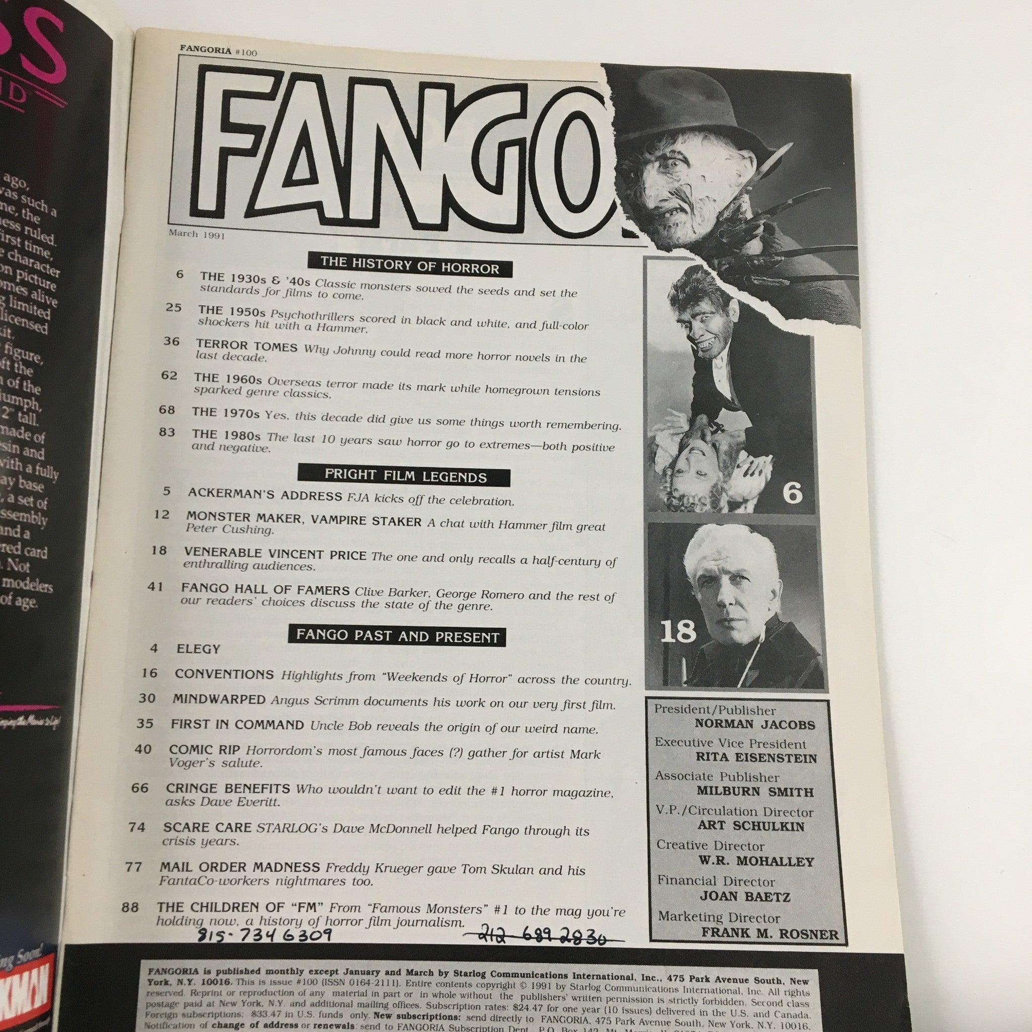 Fangoria Magazine March 1991 Monster Maker, Vampire Staker Film Legend No Label