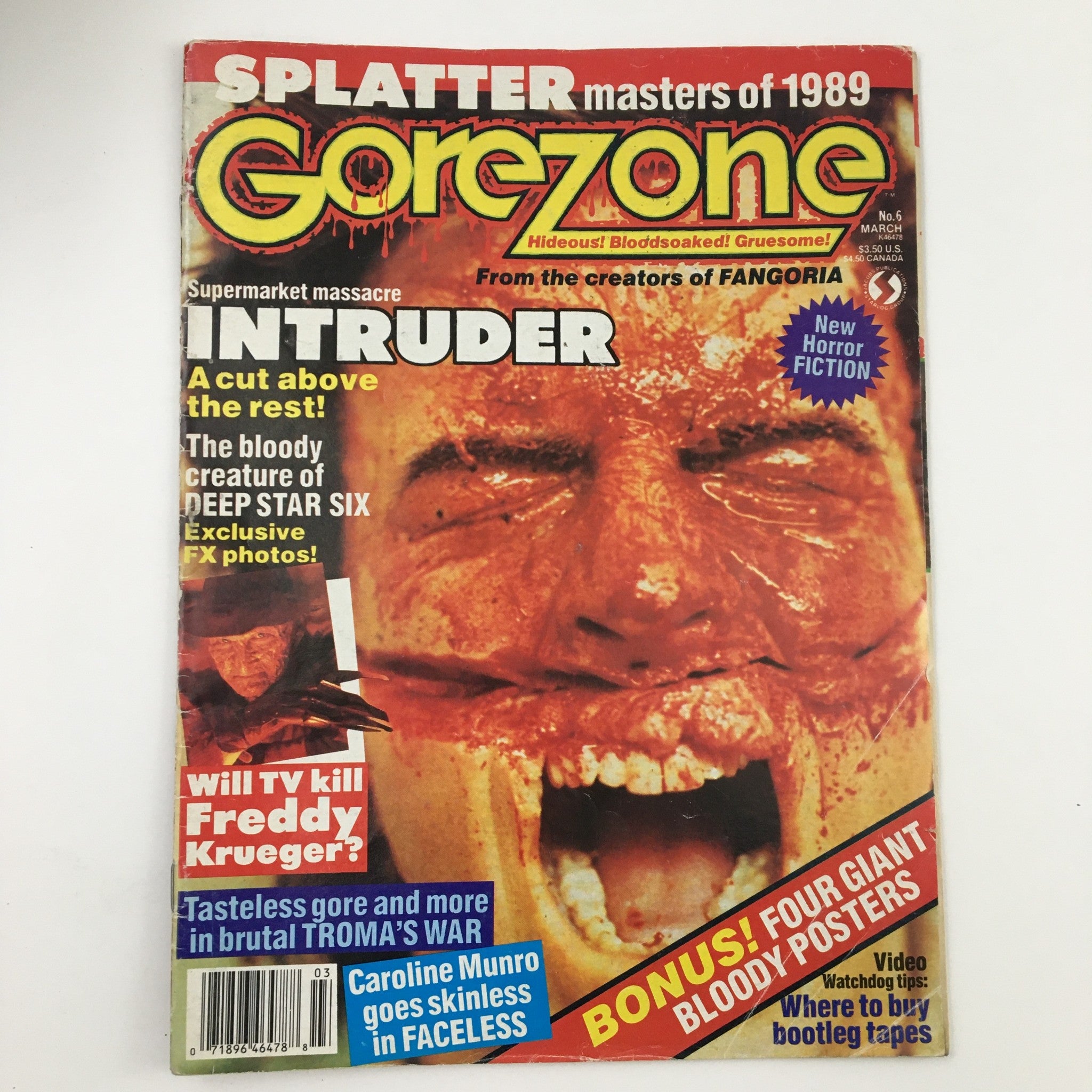 Gore Zone Magazine March 1989 Freddy Krueger & Caroline Munro Faceless No Label