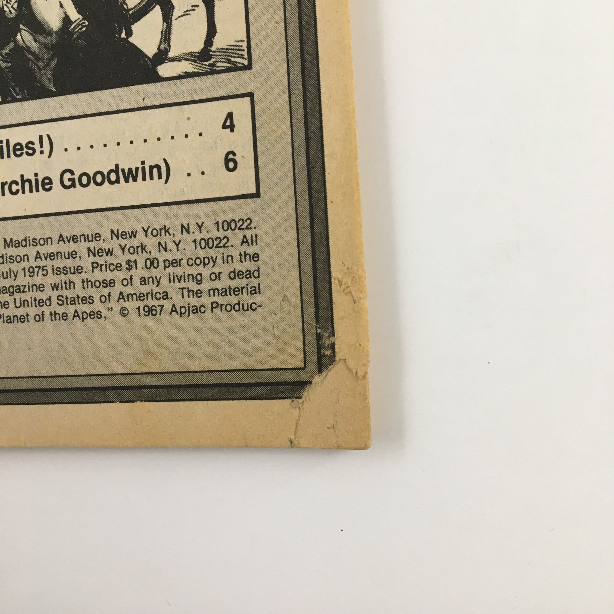Back cover of Stan Lee's Planet of the Apes Vol. 1 No. 10 highlighting publishing details and classic comic aesthetics.