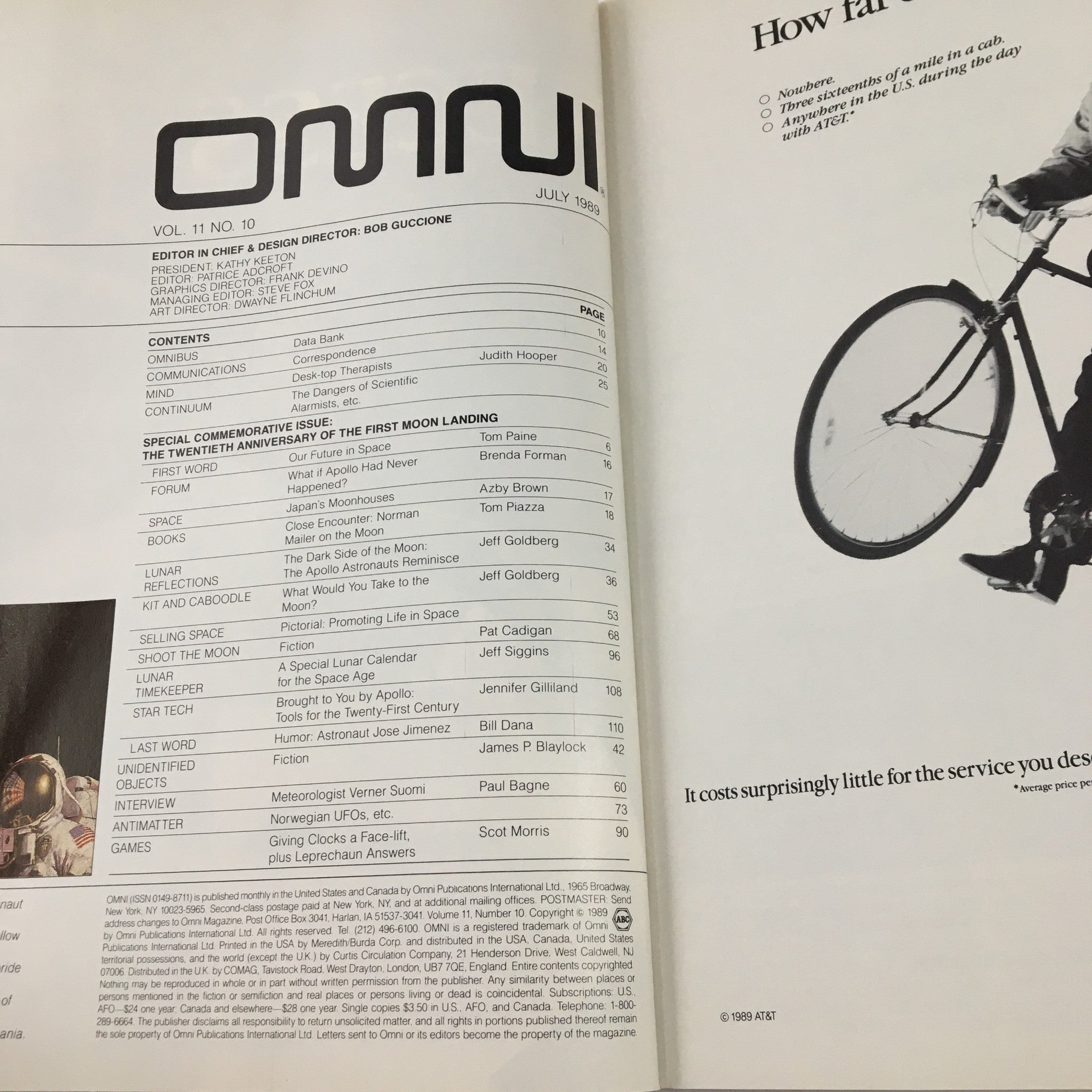 Omni Magazine July 1989 Apollo The Dark Side & Norman Mailer Reflection on Space