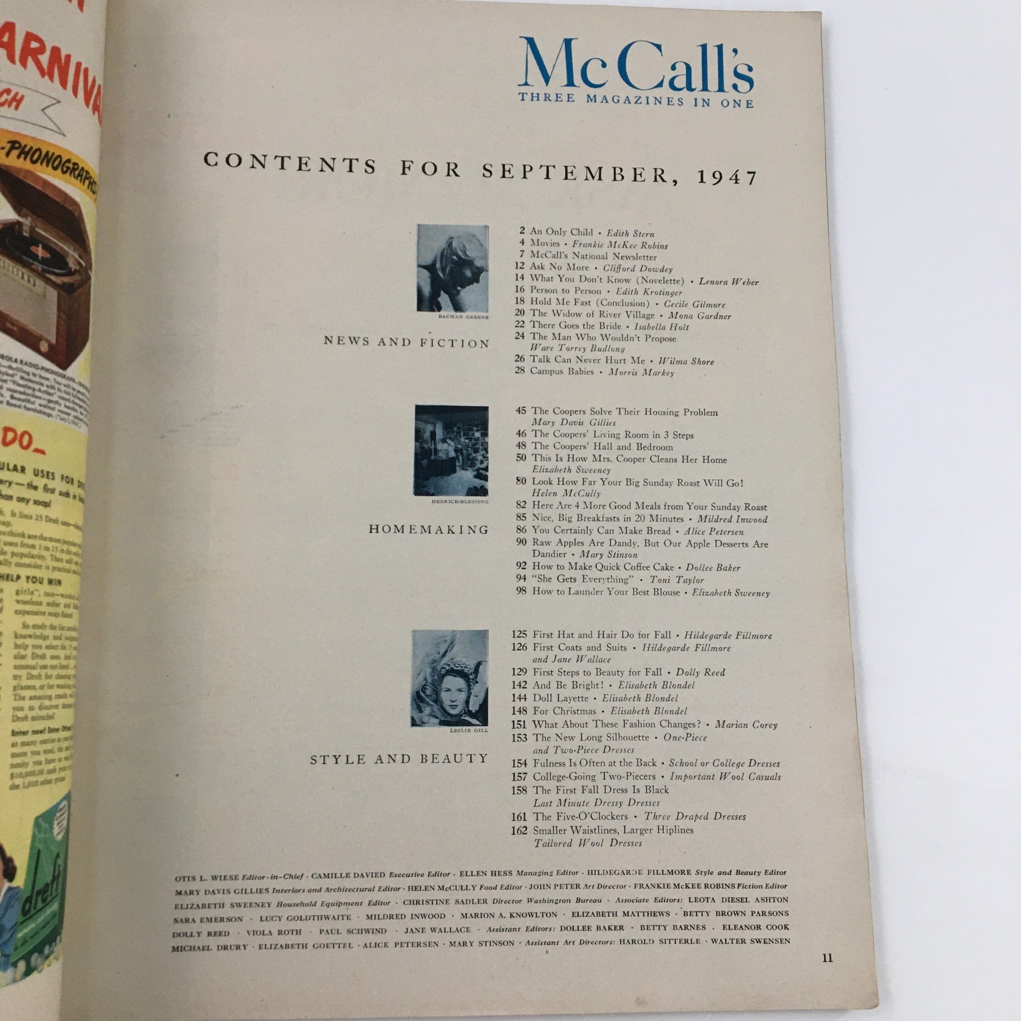 McCall's Magazine September 1947 First Hat and Hair Do Hair Fall Feature