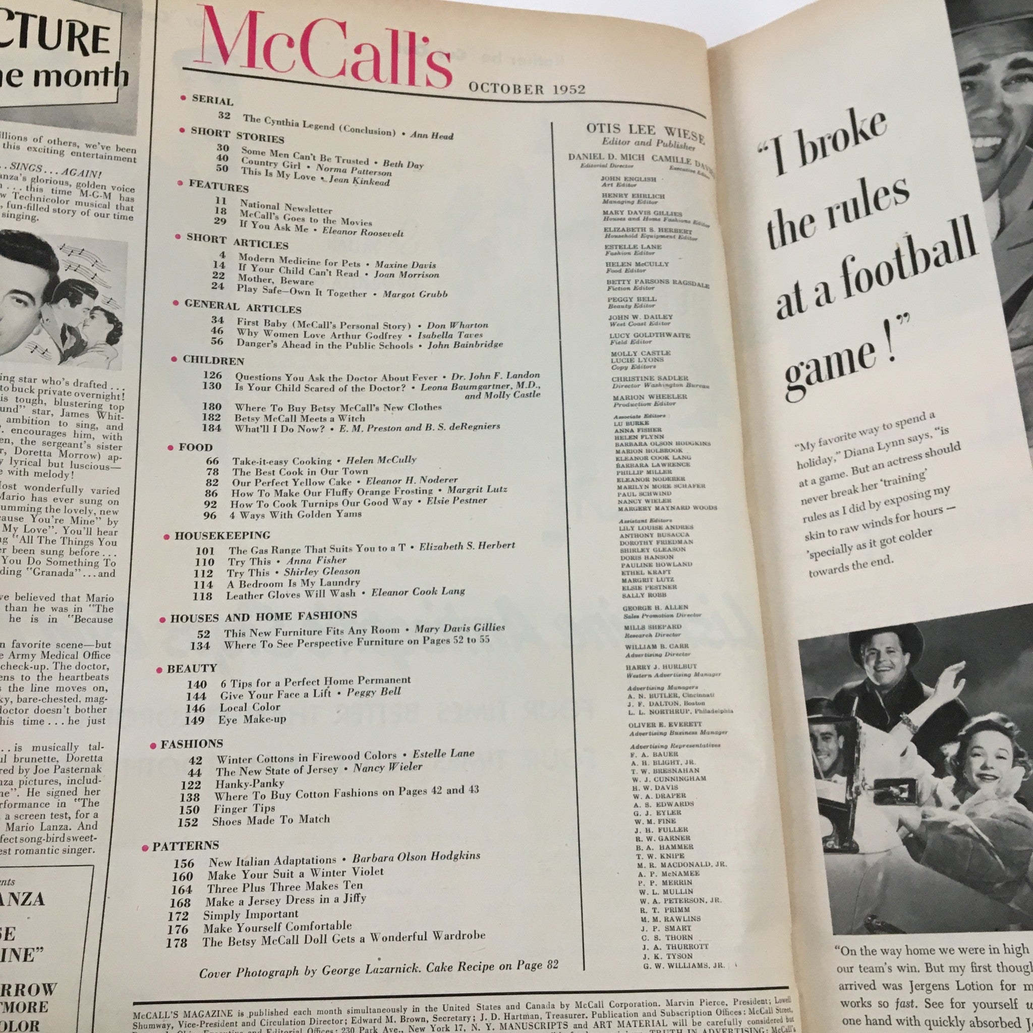 McCall's Magazine October 1952 Winter Cottons in Firewood Colors by Estelle Lane