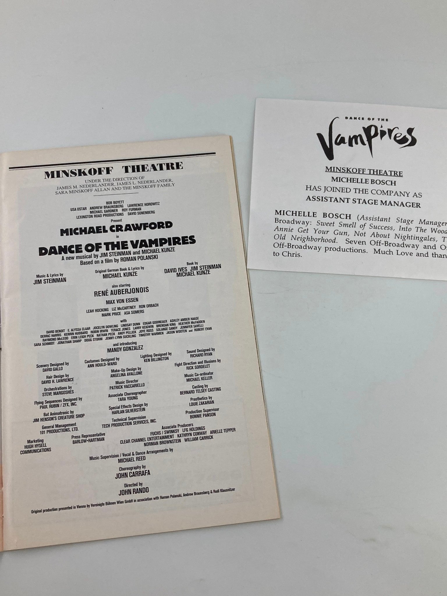 2003 Playbill Minskoff Theatre Michael Crawford in Dance of the Vampires