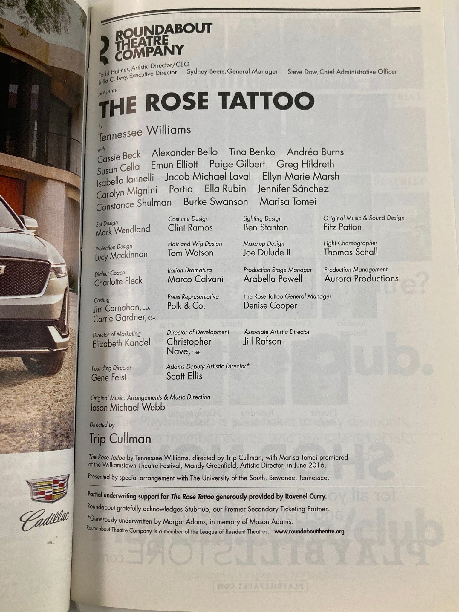 2019 Playbill American Airlines Theatre The Rose Tattoo by Tennessee Williams