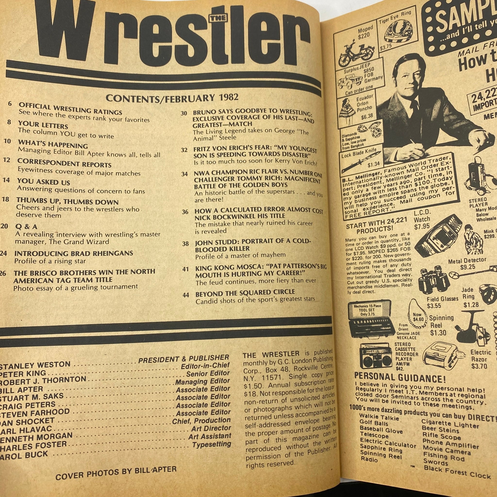 VTG The Wrestler Magazine February 1982 Tommy Rich and Ric Flair No Label