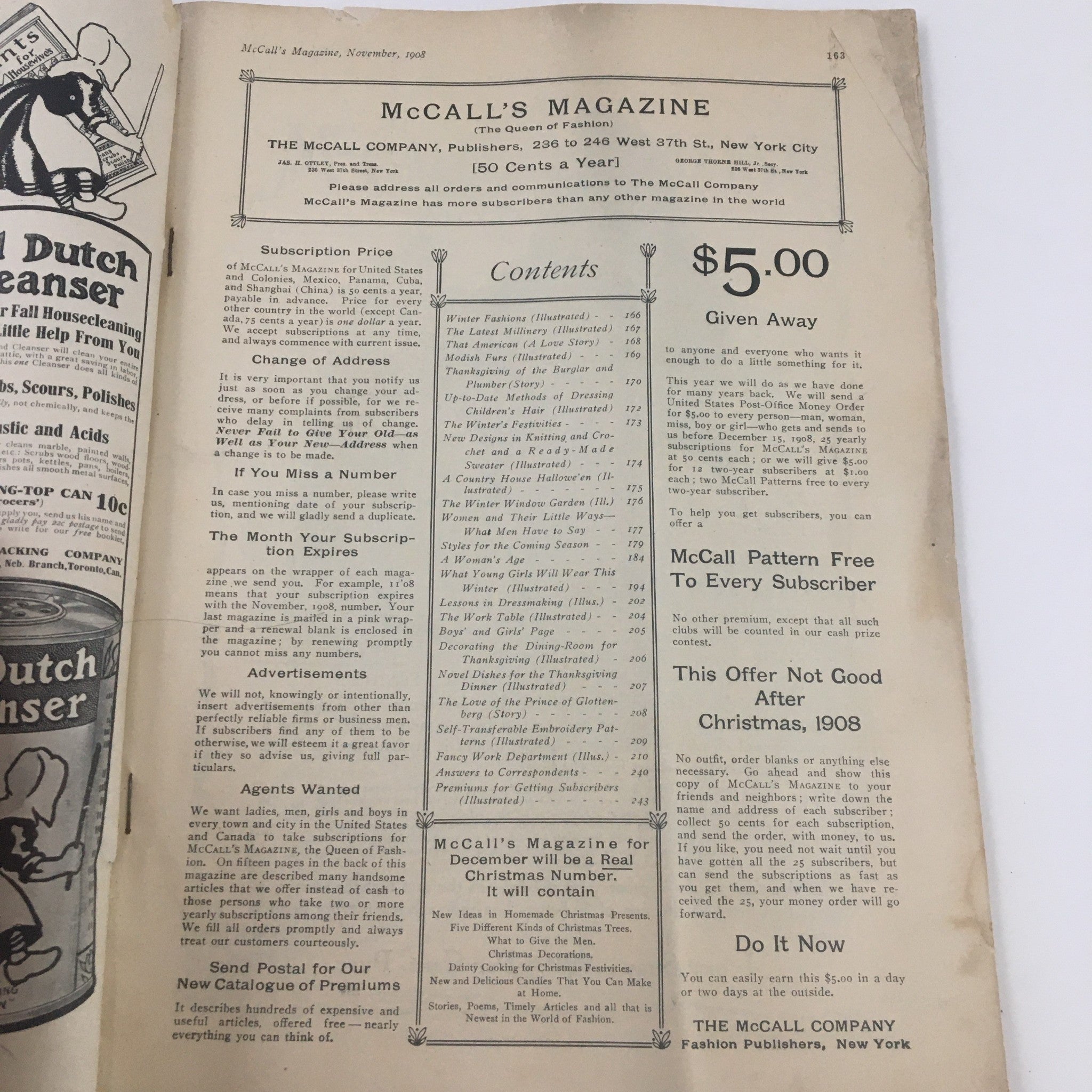 McCall's Magazine November 1908 The Queen of Fashion & A Woman's Age No Label