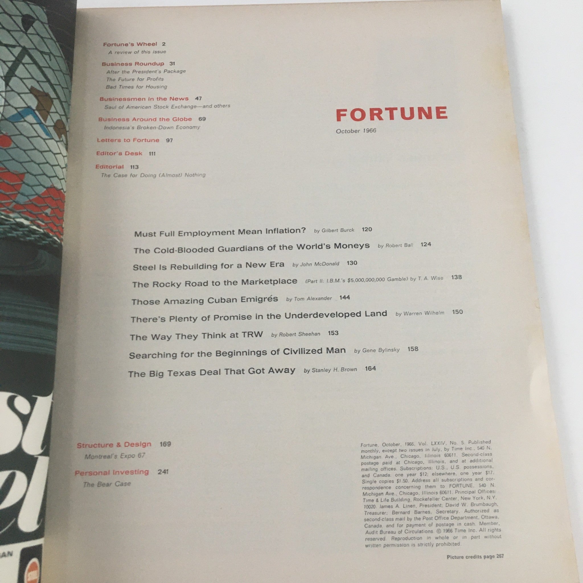 Fortune Magazine October 1966 Those Mysterious Central Bankers No Label