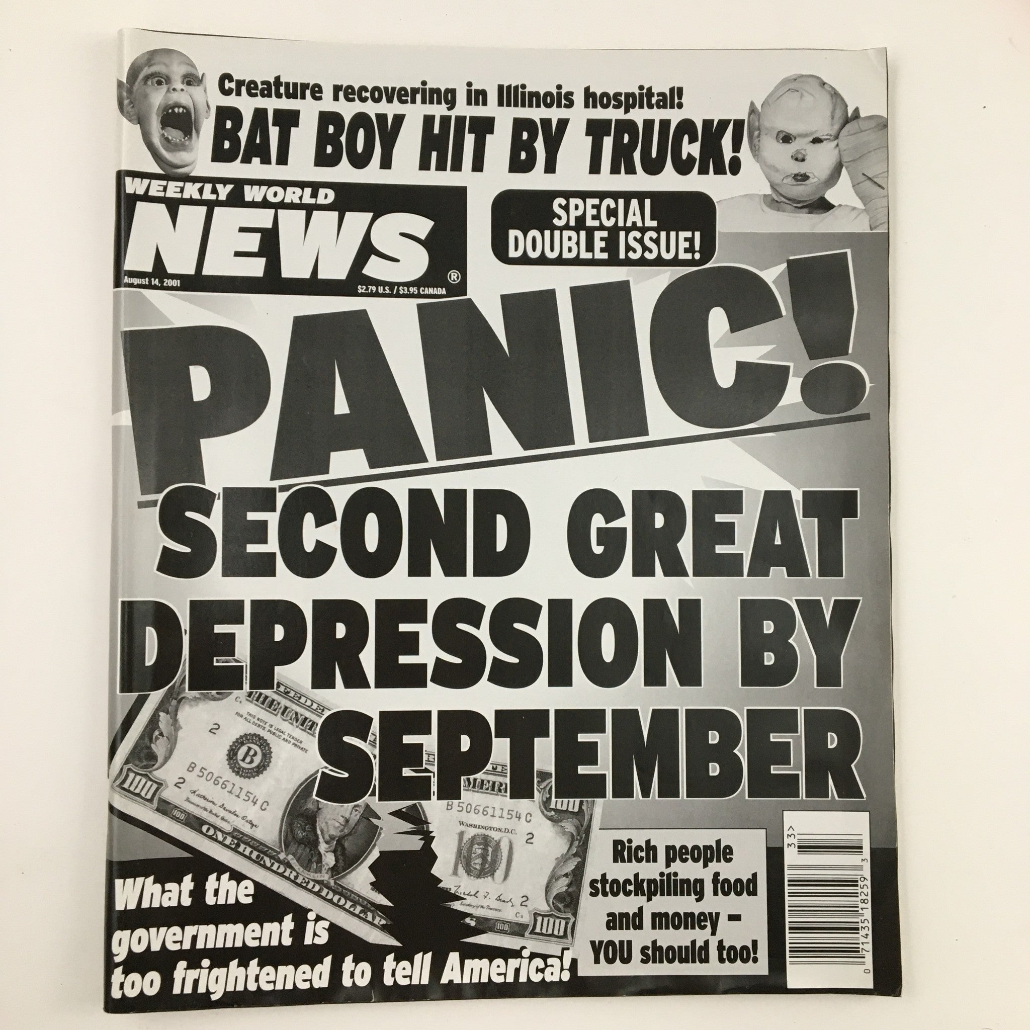 Weekly World News August 14 2001 Second Grade Depression by September No Label