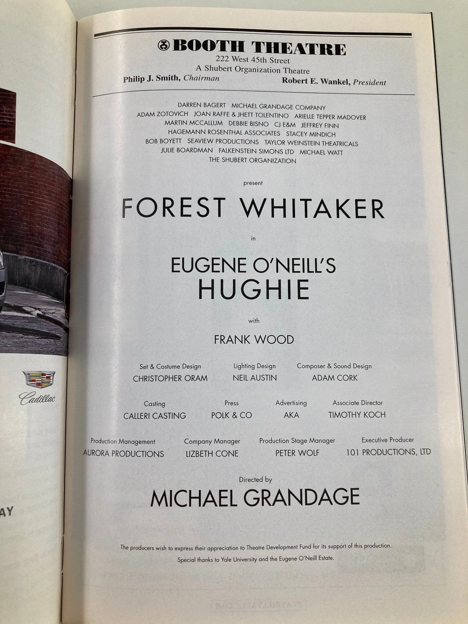 2016 Playbill Booth Theatre Forest Whitaker in Eugene O'Niell's Hughie