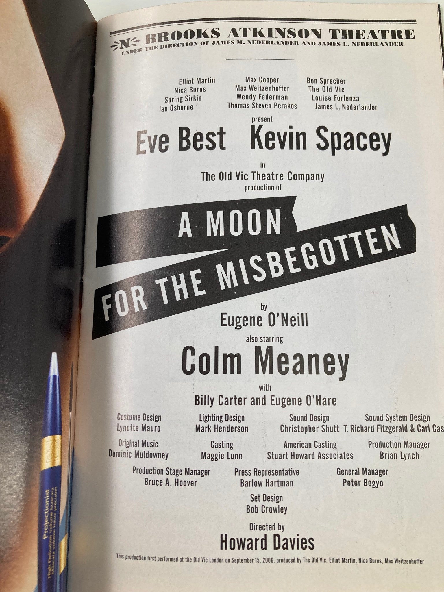 2007 Playbill Brooks Atkinson Theatre Eve Best in A Moon for The Misbegotten