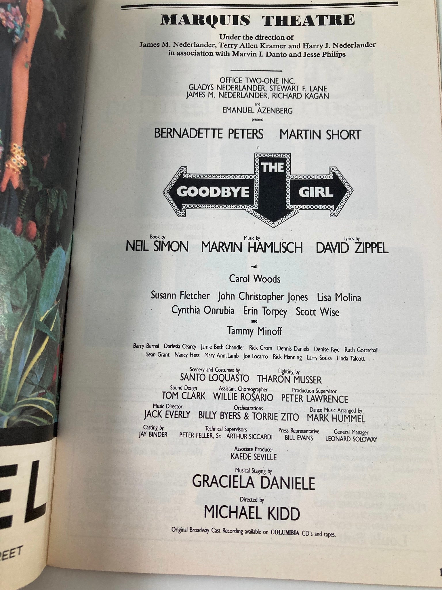 1993 Playbill Marquis Theatre Bernadette Peters Martin Short in The Goodbye Girl