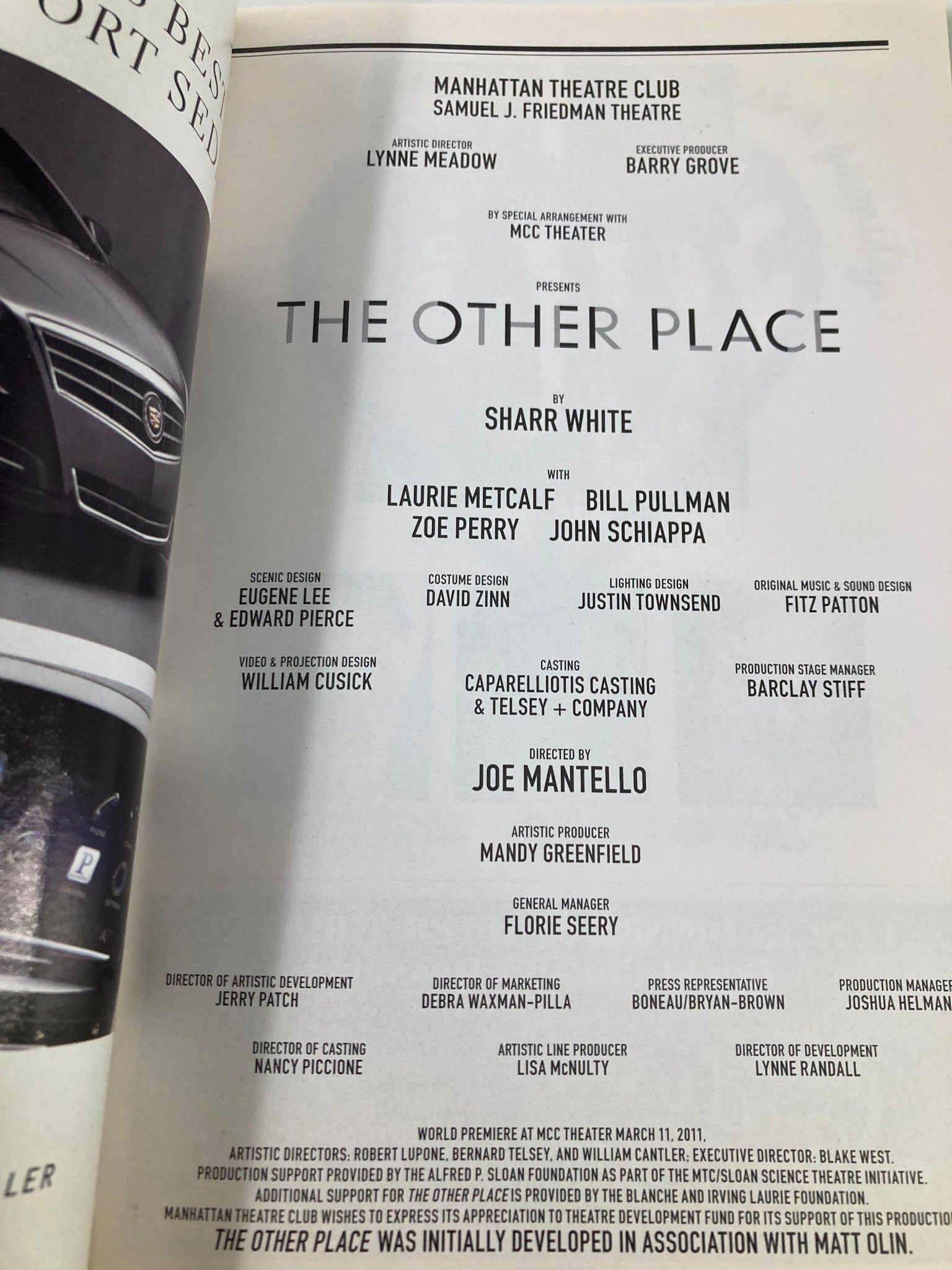 2013 Playbill Samuel J. Friedman Theatre Laurie Metcalf in The Other Place