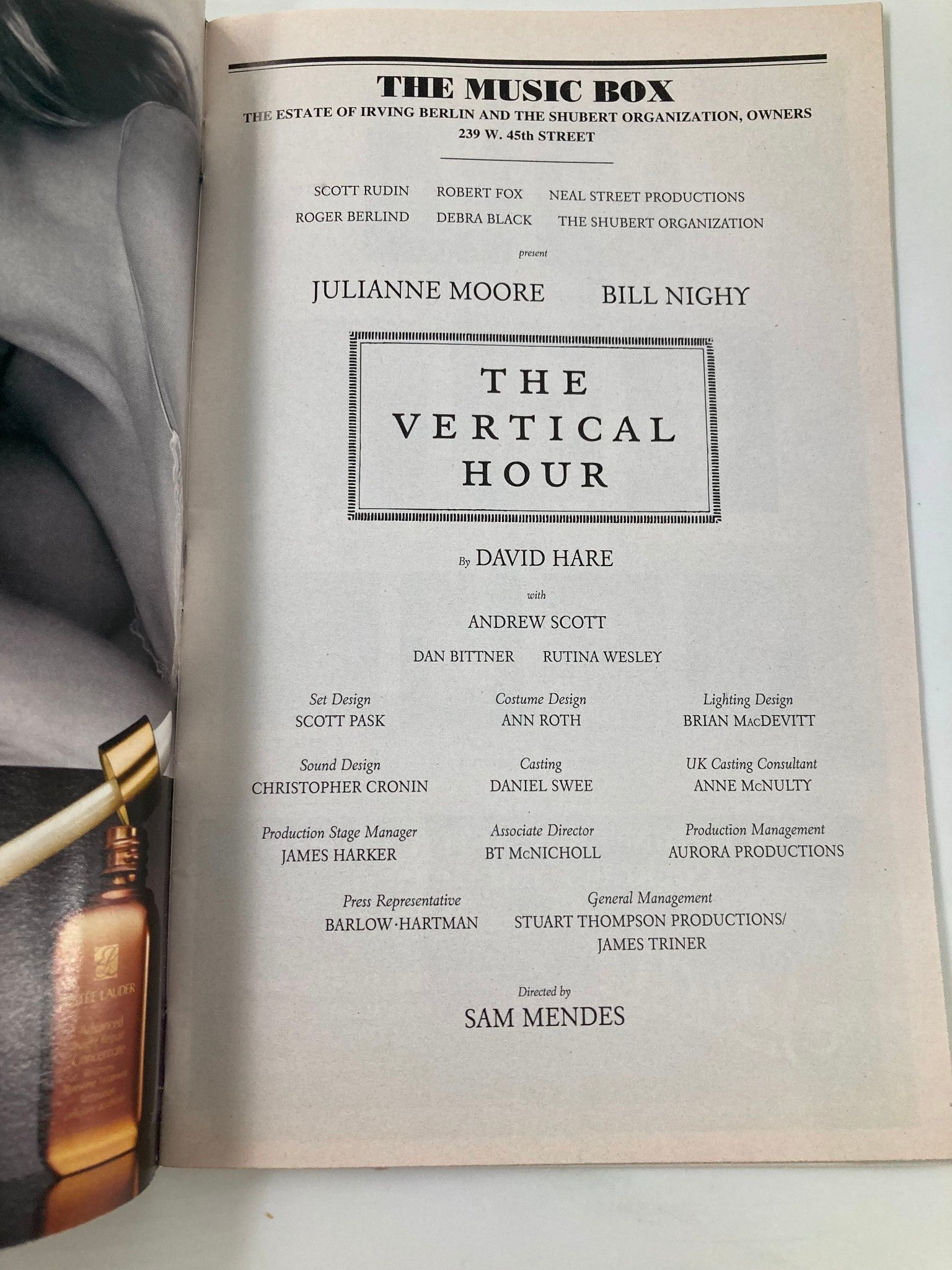 2007 Playbill The Music Box Julianne Moore, Bill Nighy in The Vertical Hour