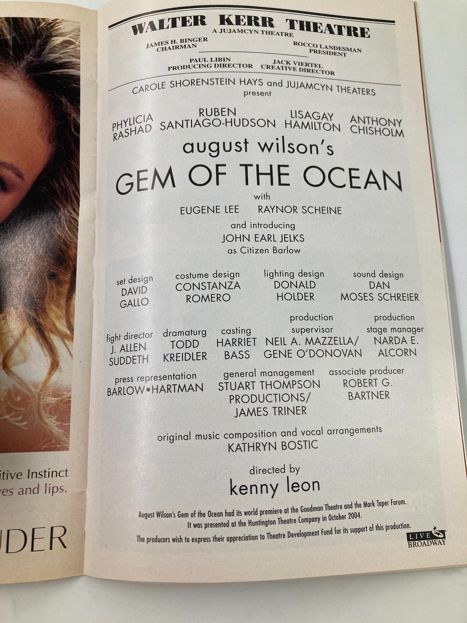 2005 Playbill Walter Kerr Theatre Phylicia Rashad in Gem of the Ocean