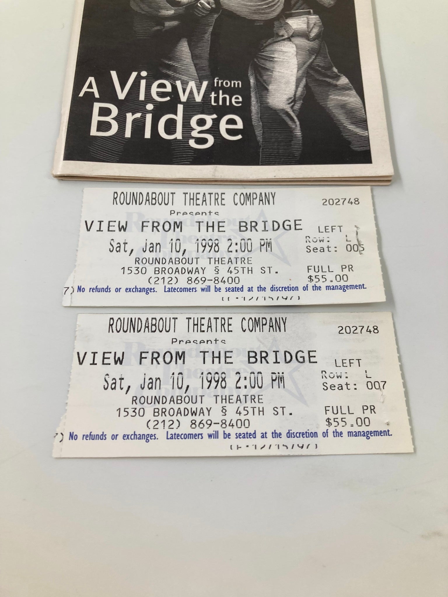 1998 Playbill Roundabout Theatre Company Anthony LaPaglia A View from the Bridge