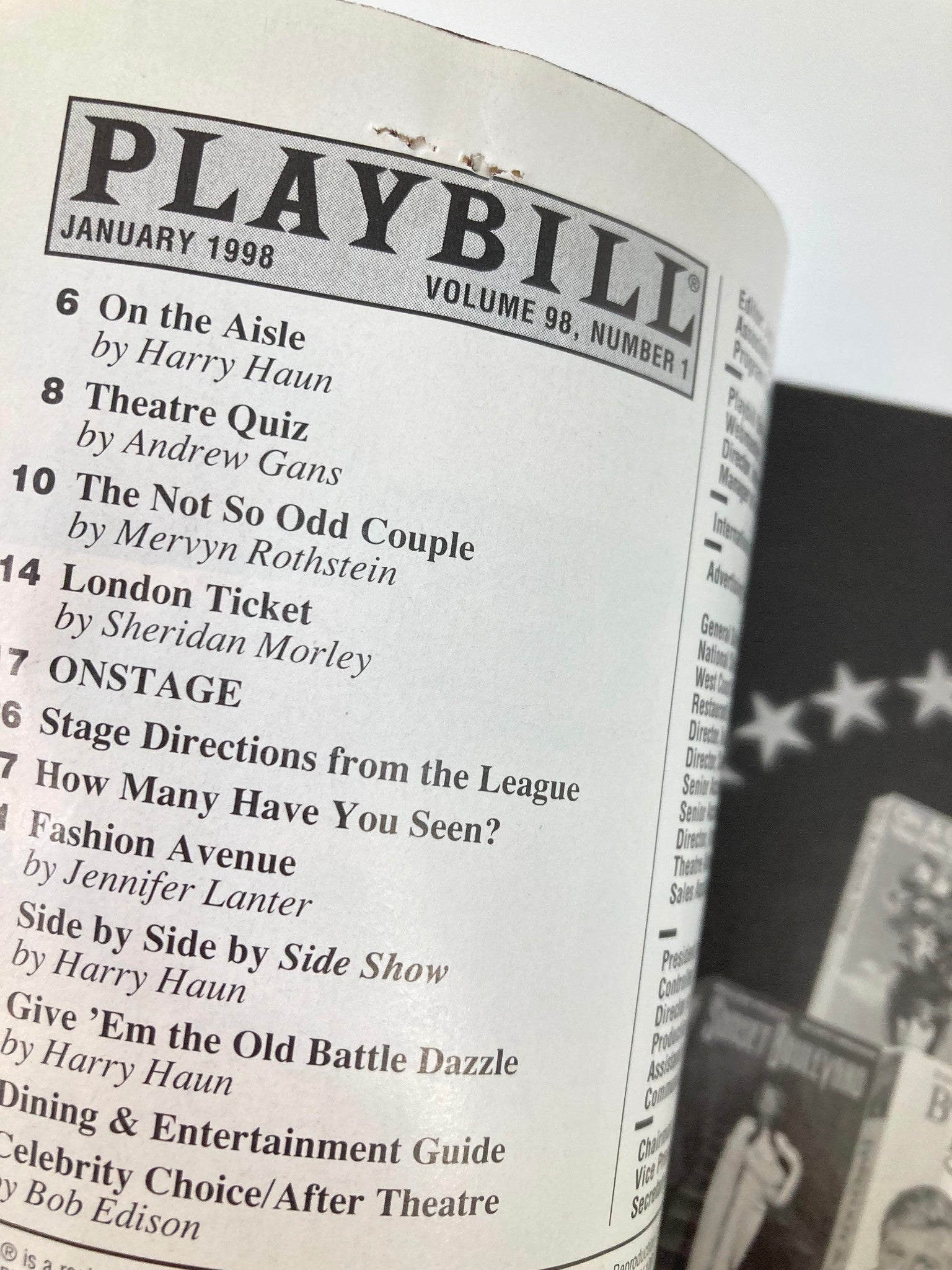 1998 Playbill Roundabout Theatre Company Anthony LaPaglia A View from the Bridge