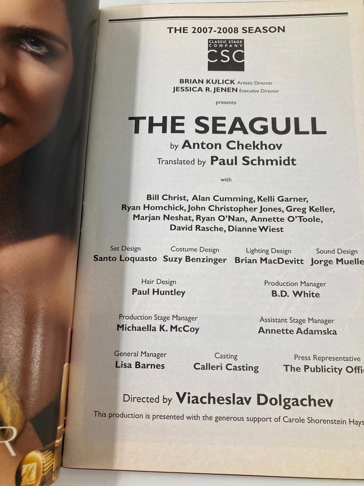 2008 Playbill The 2007-2008 Season Bill Christ, Alan Cumming in The Seagull