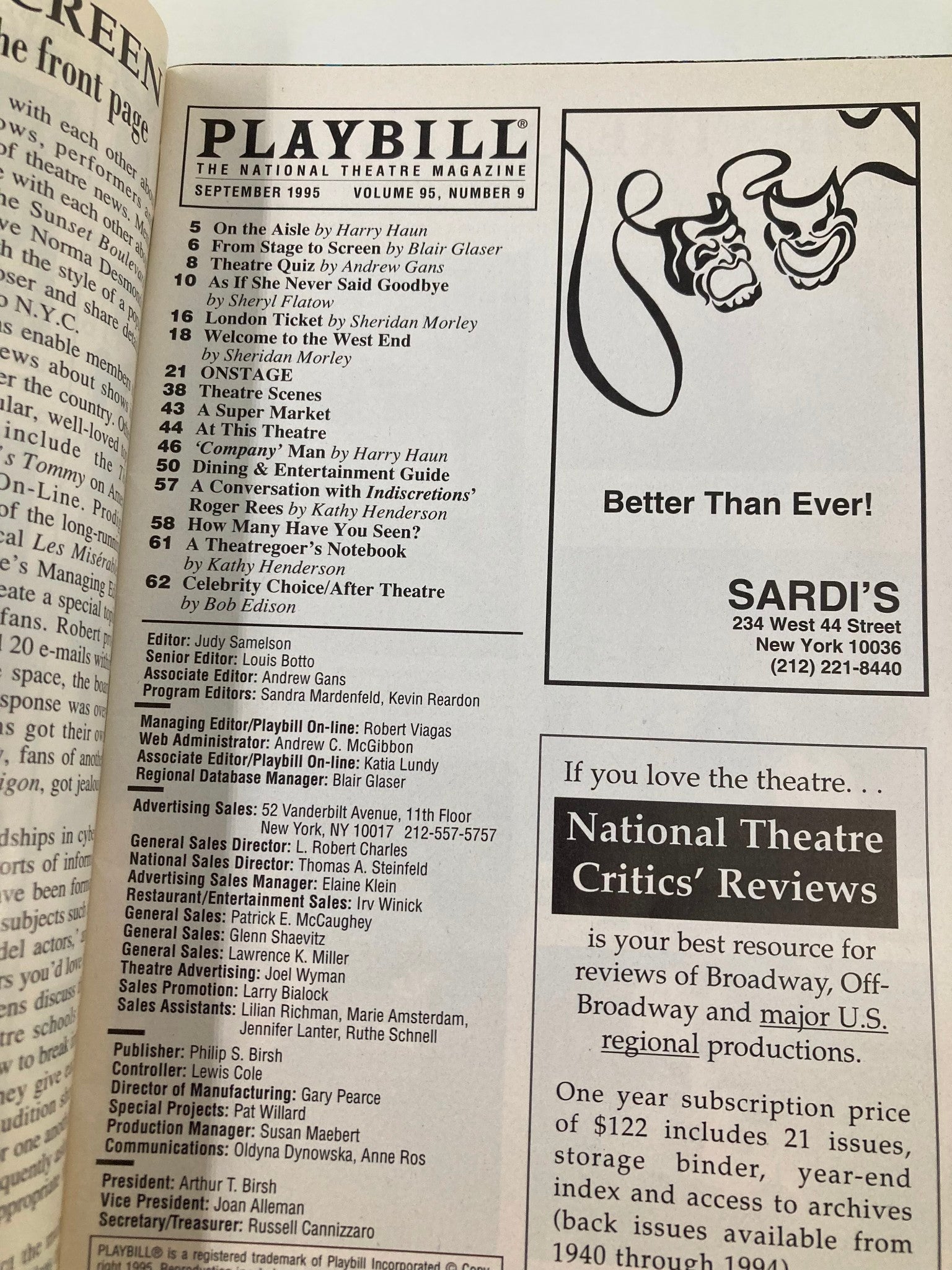 1995 Playbill Broadway Theatre Raul Aranas, Roxanne Taga as Kim in Miss Saigon