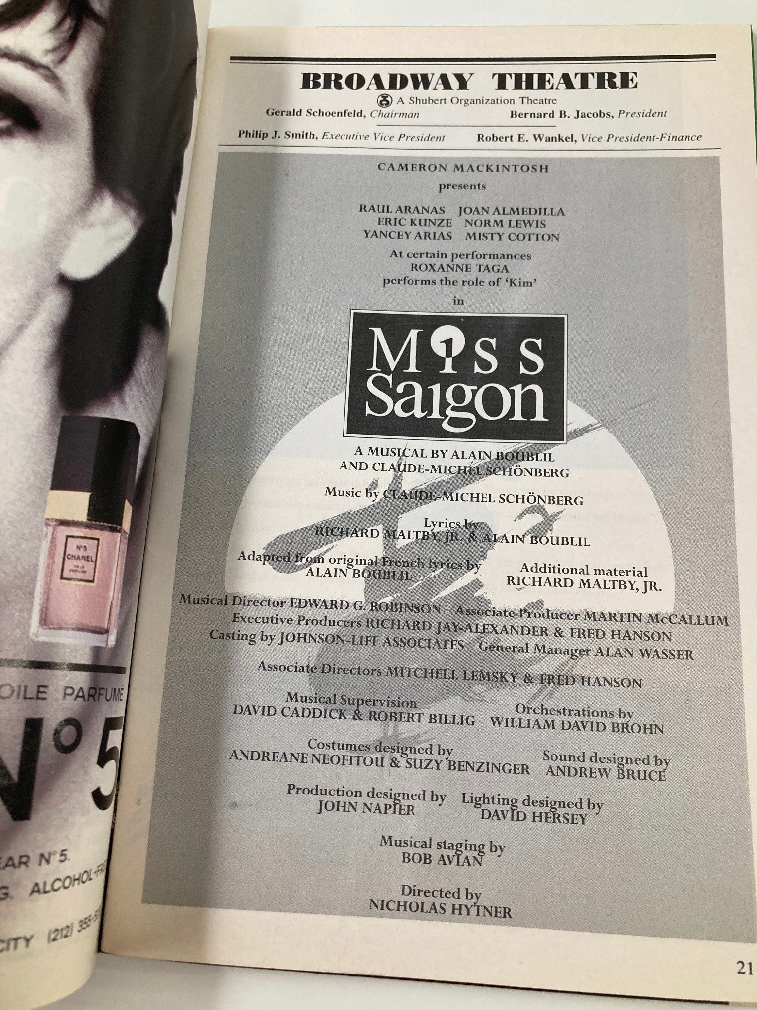 1995 Playbill Broadway Theatre Raul Aranas, Roxanne Taga as Kim in Miss Saigon