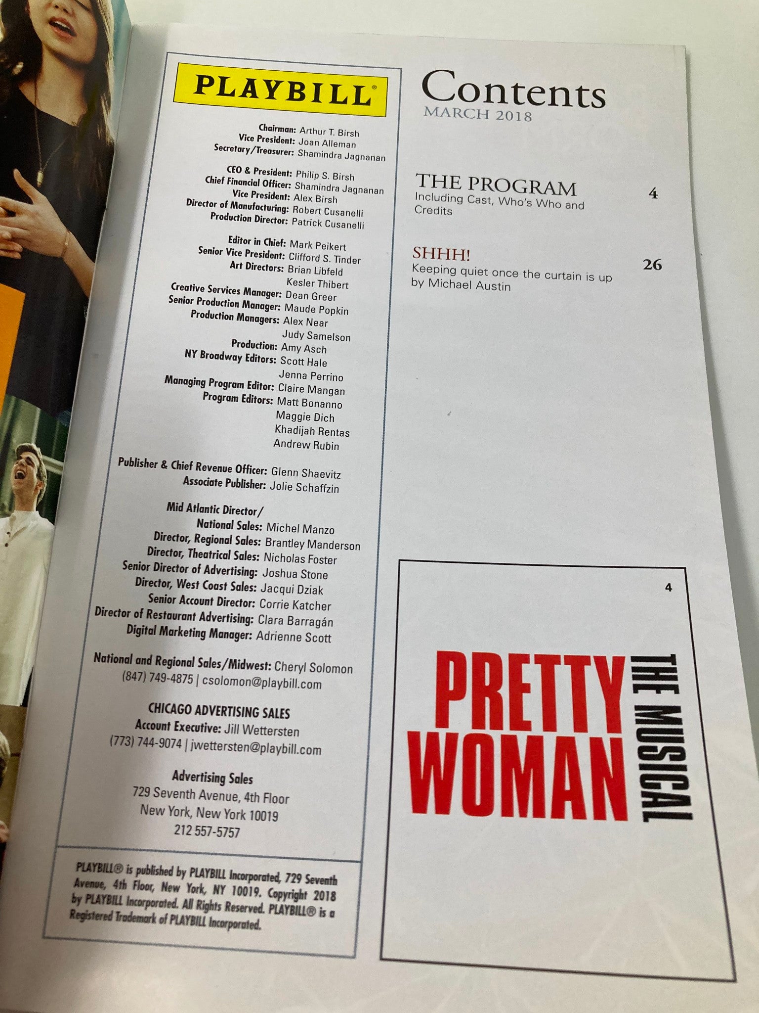 2018 Playbill Oriental Theatre Samantha Barks and Steve Kazee in Pretty Woman