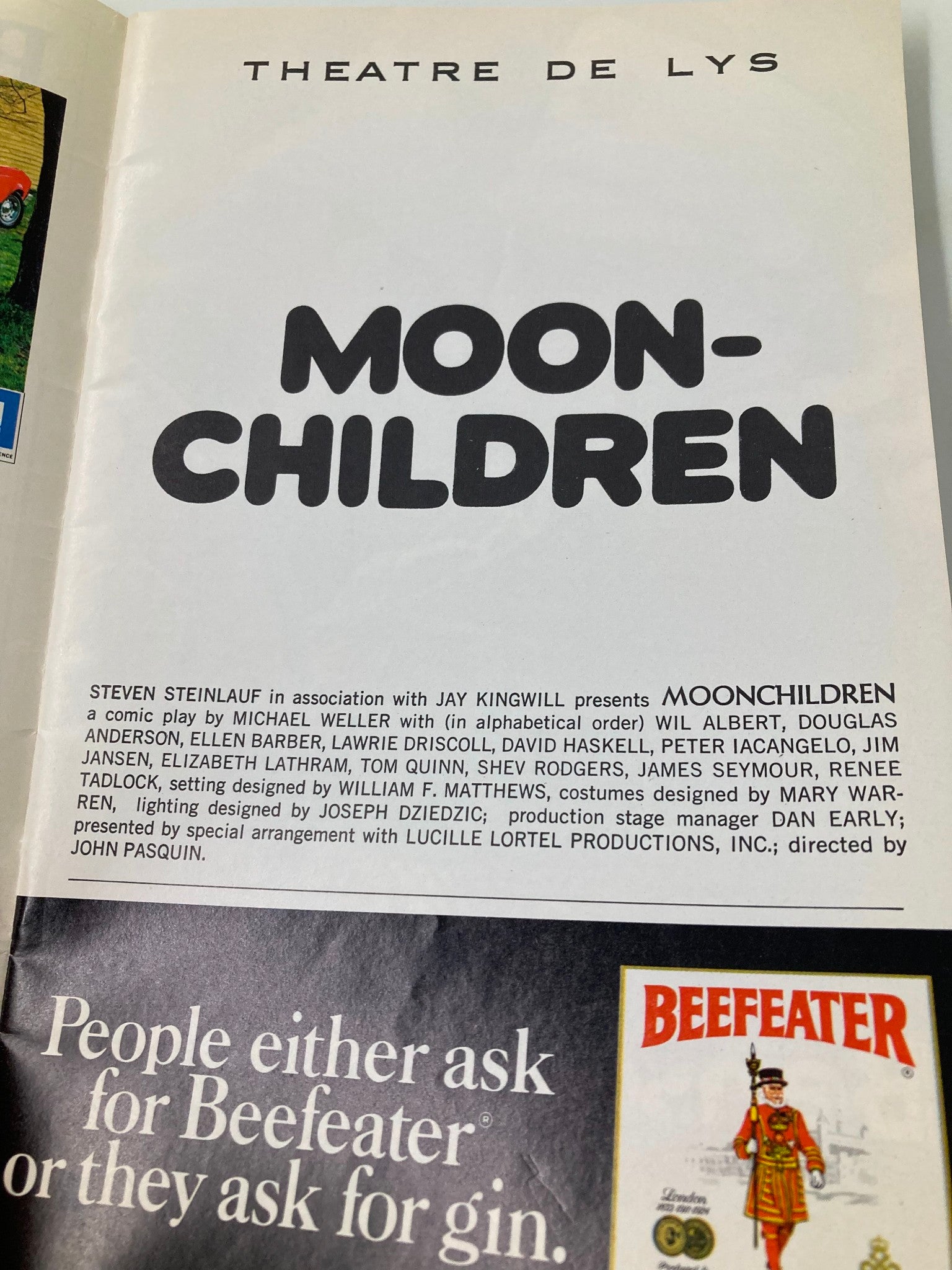 1974 Playbill Theatre De Lys Wil Albert, Douglas Anderson in Moon-Children