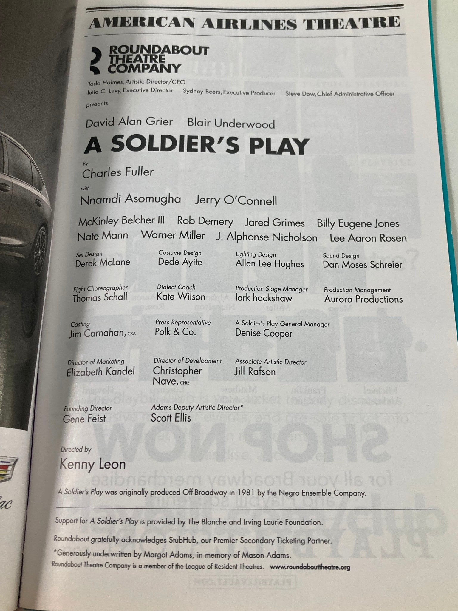 2020 Playbill American Airlines Theatre David Alan Grier in A Soldier's Play